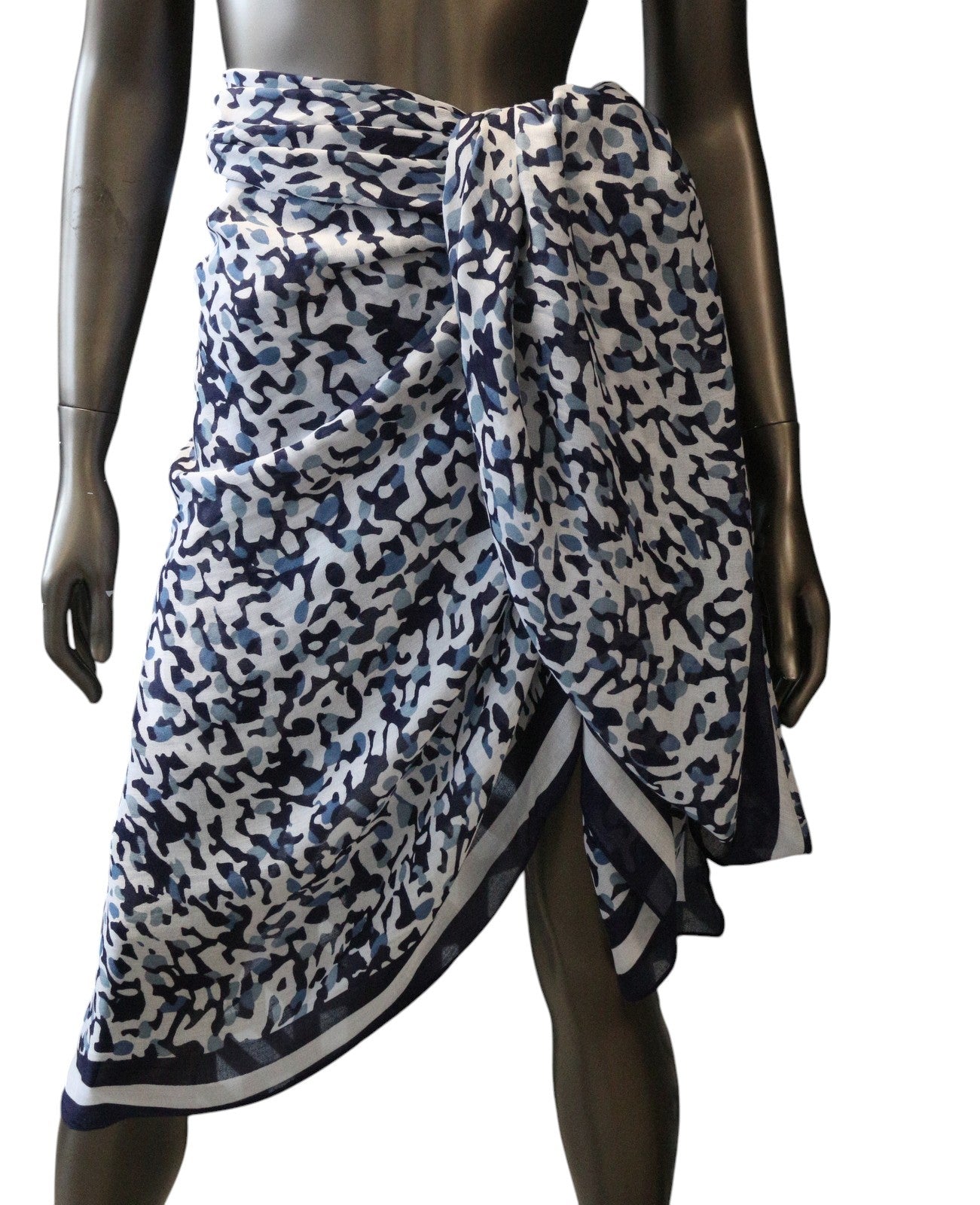 ANTONY MORATO Women Scarf OS Blue White Pattern Wrap Casual Beach
