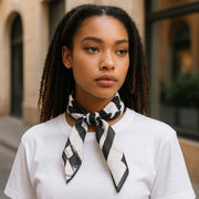 ANTONY MORATO Women Scarf OS Black White Cotton Pattern Wrap Unisex