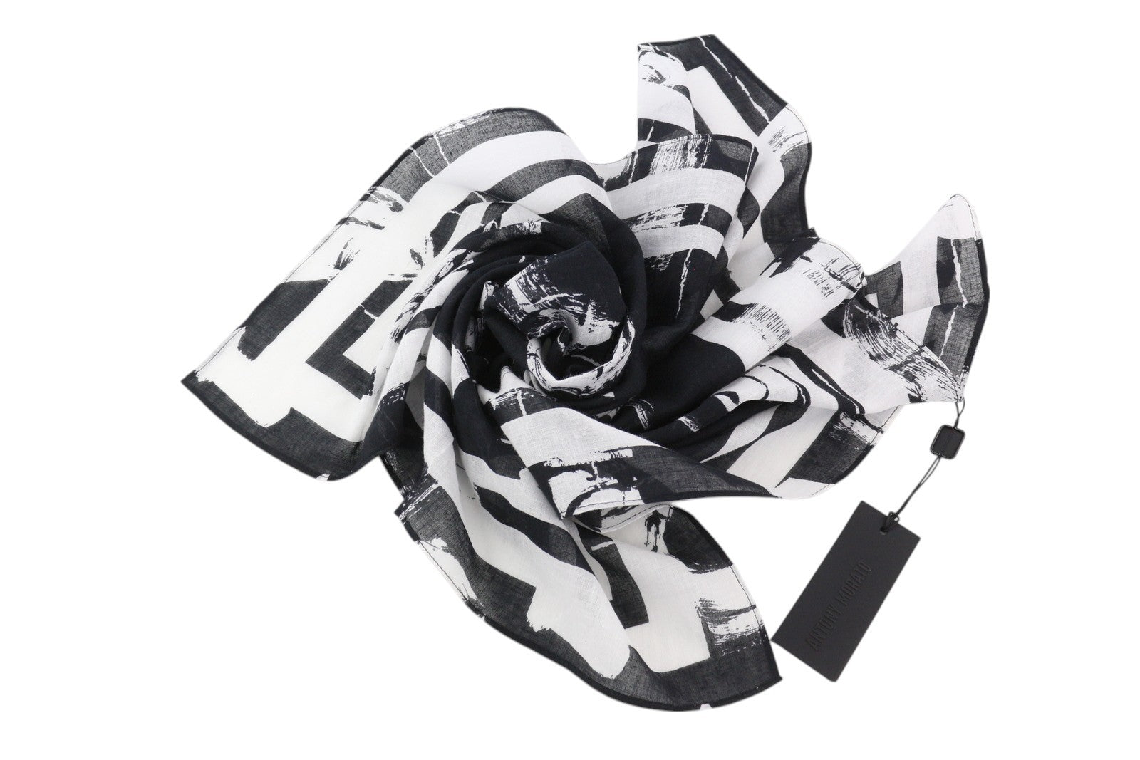 ANTONY MORATO Women Scarf OS Black White Cotton Pattern Wrap Unisex