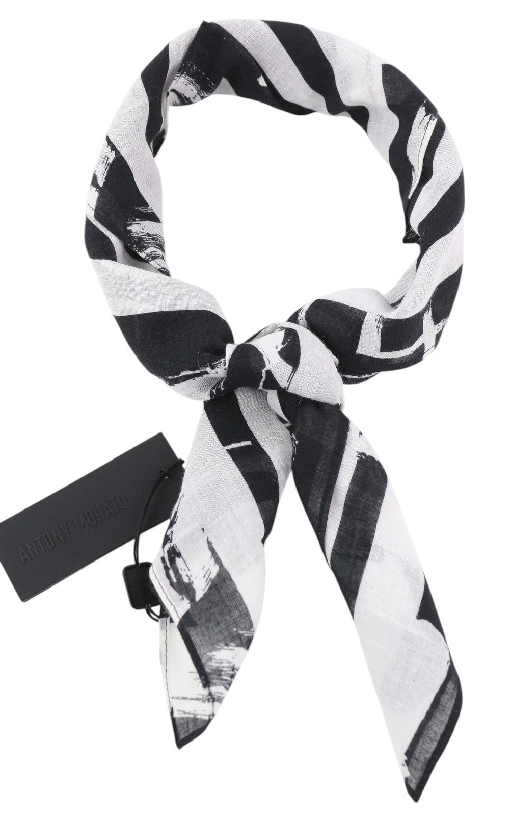 ANTONY MORATO Women Scarf OS Black White Cotton Pattern Wrap Unisex