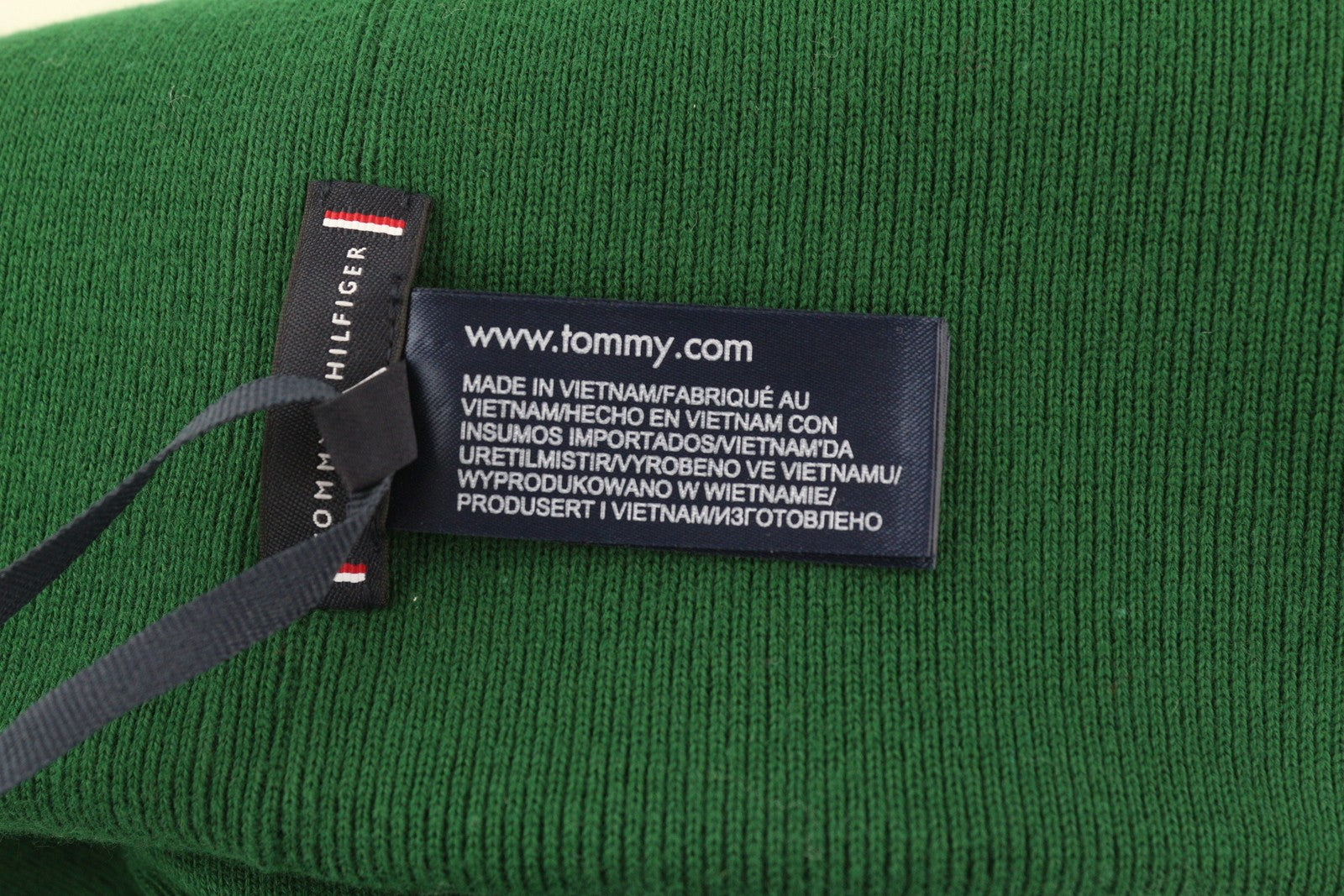 TOMMY HILFIGER New Prep Beanie Men Hat OS Green Knit Cotton