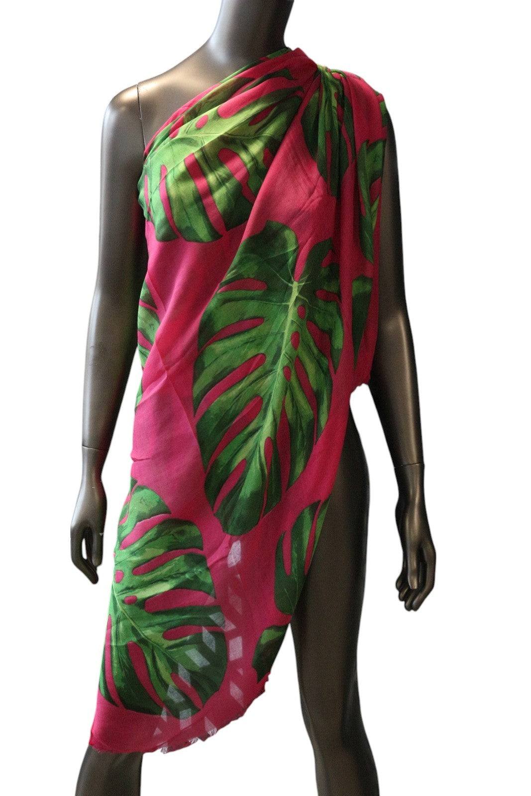ANTONY MORATO Women Scarf OS Casual Pink Leaf Print Cover Up Wrap Beach