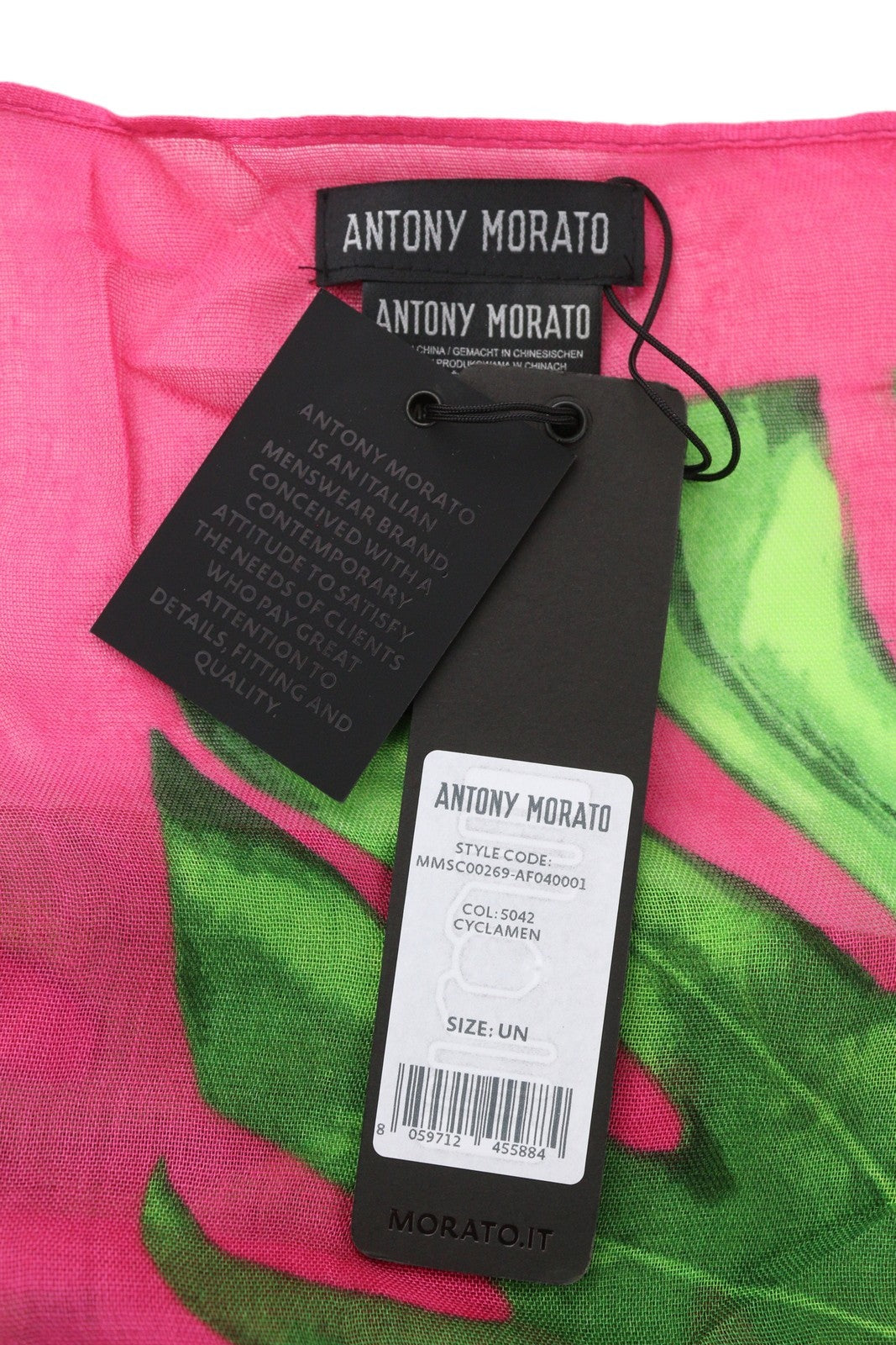 ANTONY MORATO Women Scarf OS Casual Pink Leaf Print Cover Up Wrap Beach