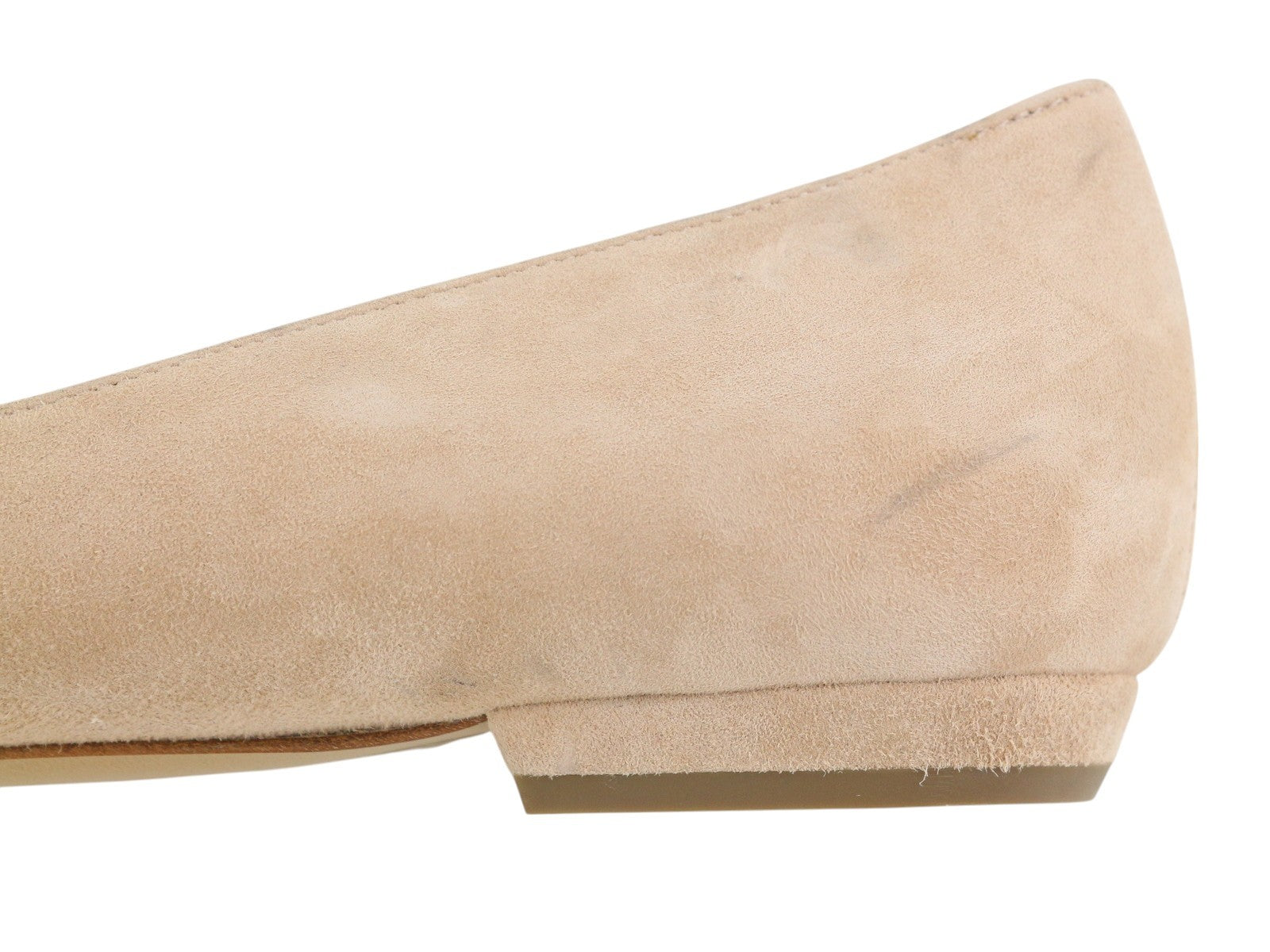 EMPORIO ARMANI X3D230 Women Flats EU37 Beige Suede Pointed Toe Bow