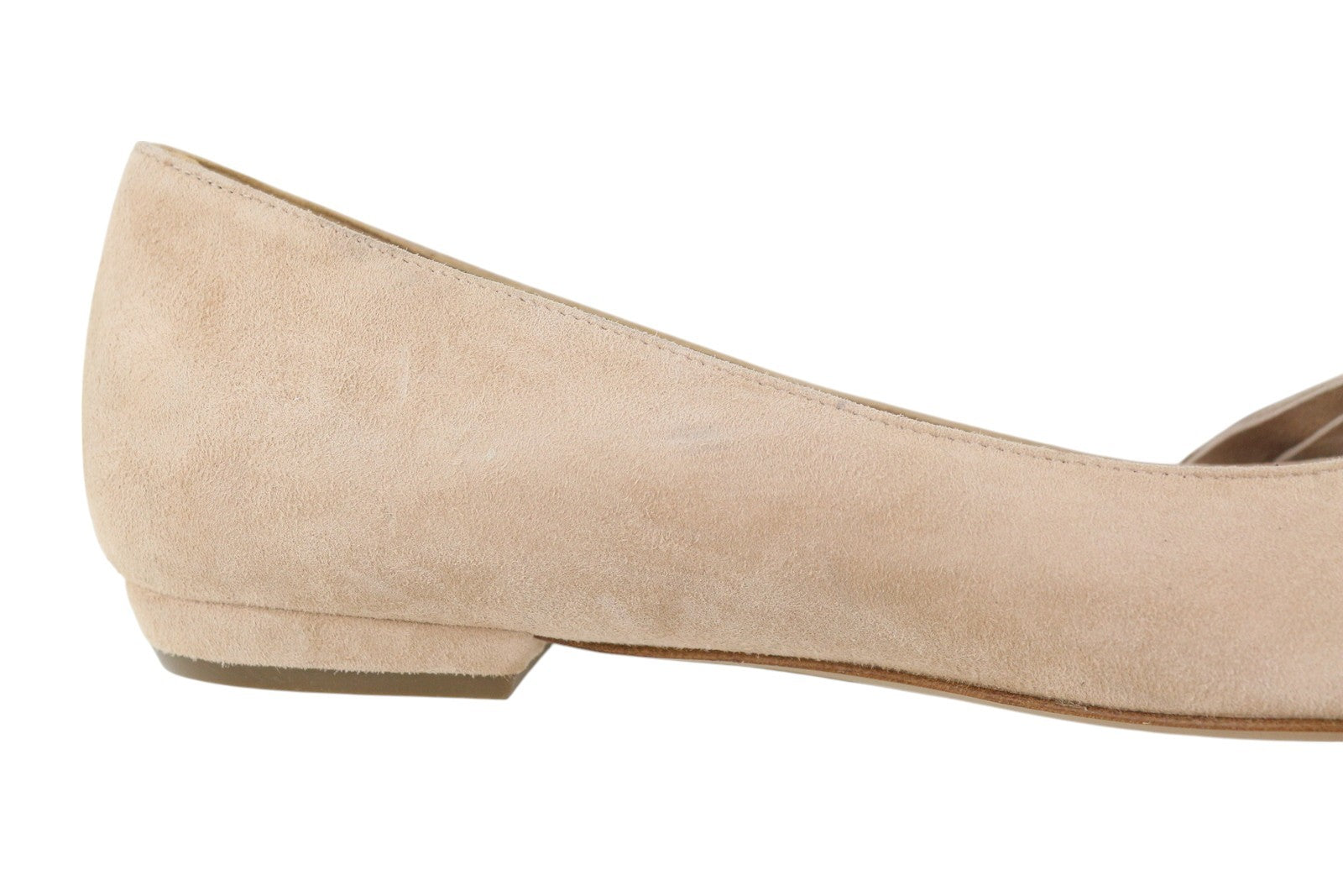 EMPORIO ARMANI X3D230 Women Flats EU37 Beige Suede Pointed Toe Bow