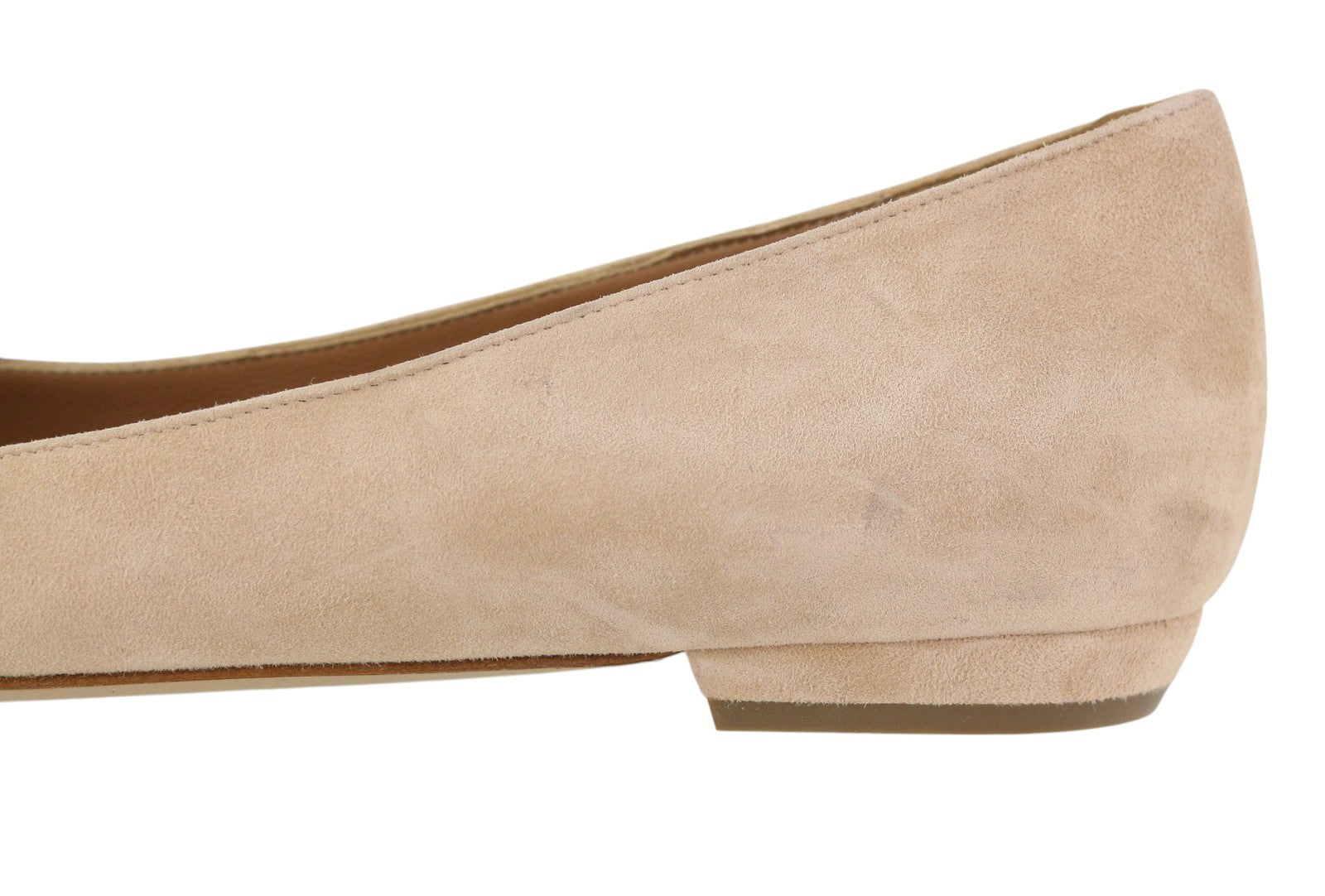 EMPORIO ARMANI X3D230 Women Flats EU37 Beige Suede Pointed Toe Bow