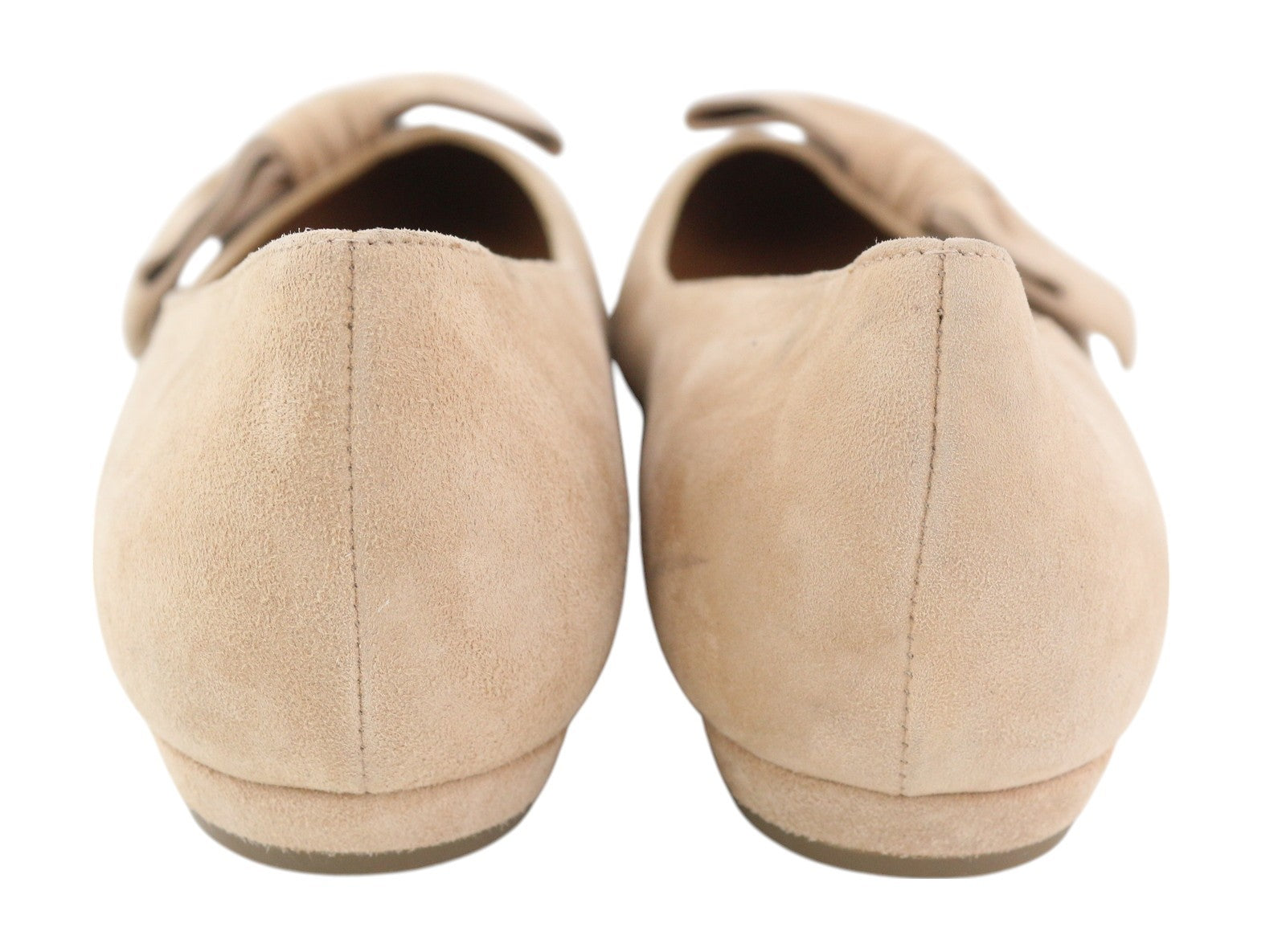 EMPORIO ARMANI X3D230 Women Flats EU37 Beige Suede Pointed Toe Bow