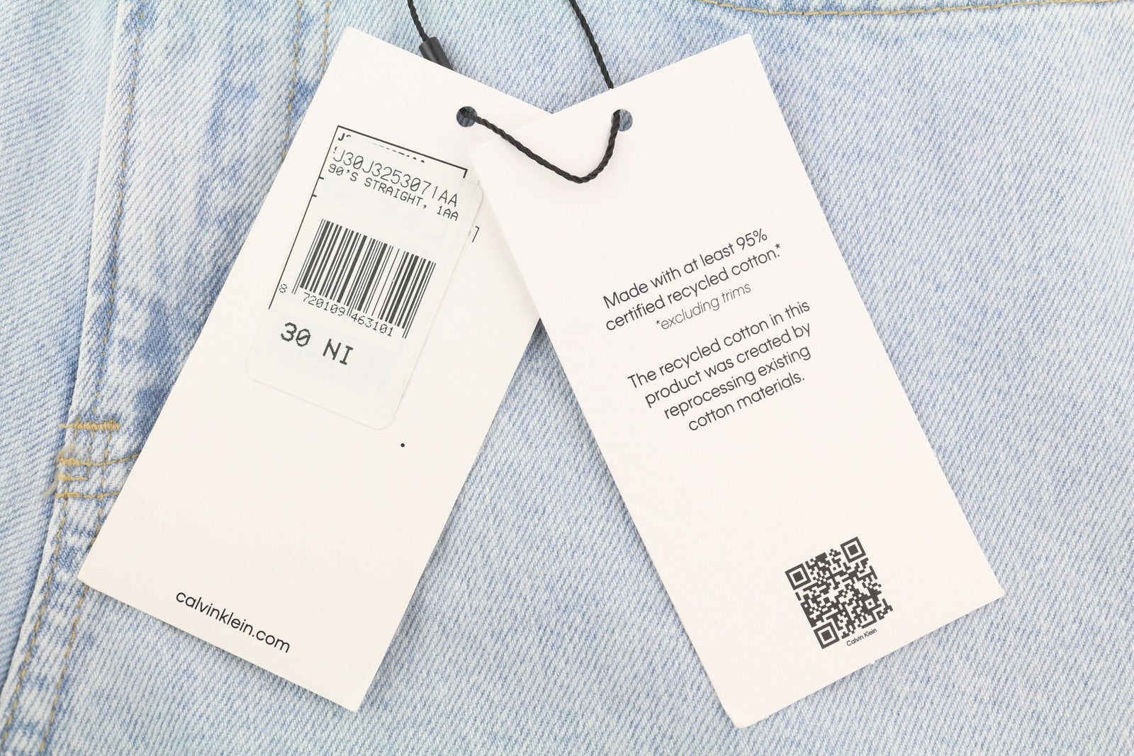 CALVIN KLEIN 90s Straight Men Jeans W30 Light Blue Washed Zip Fly Denim