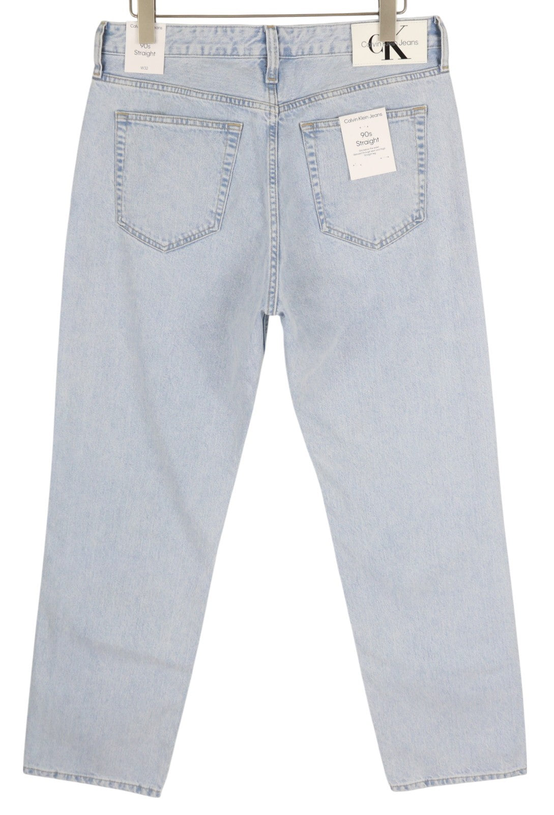 CALVIN KLEIN 90s Straight Men Jeans W32 Light Blue Washed Zipper Denim