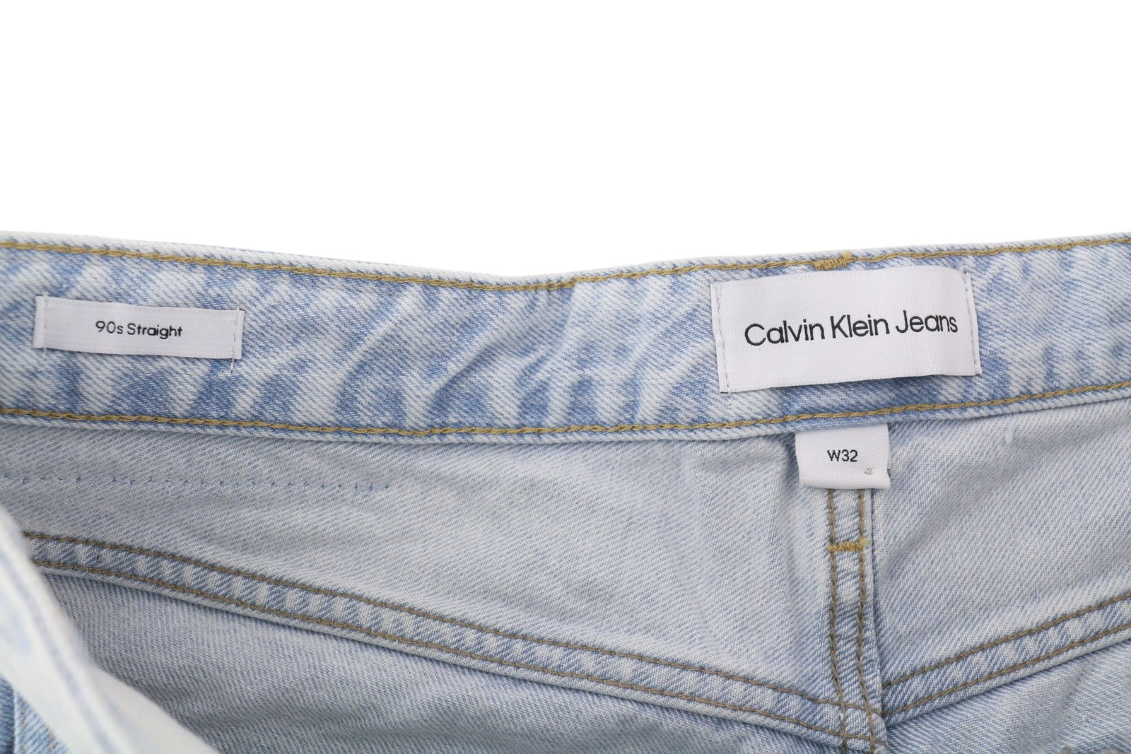 CALVIN KLEIN 90s Straight Men Jeans W32 Light Blue Washed Zipper Denim