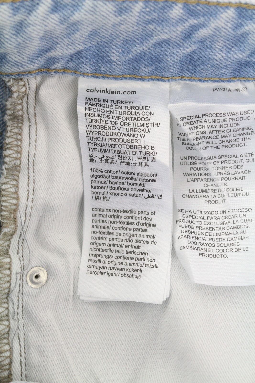 CALVIN KLEIN 90s Straight Men Jeans W32 Light Blue Washed Zipper Denim