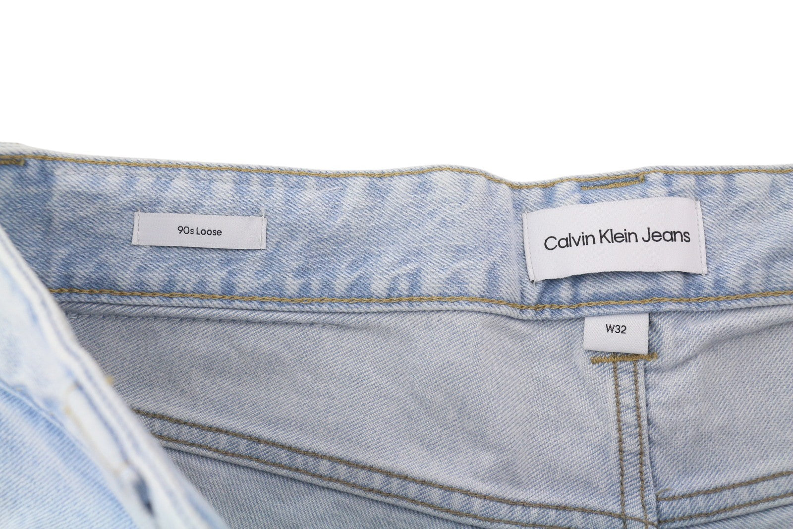 CALVIN KLEIN 90s Loose Men Jeans W32 Light Blue Faded Pleated Zip Denim