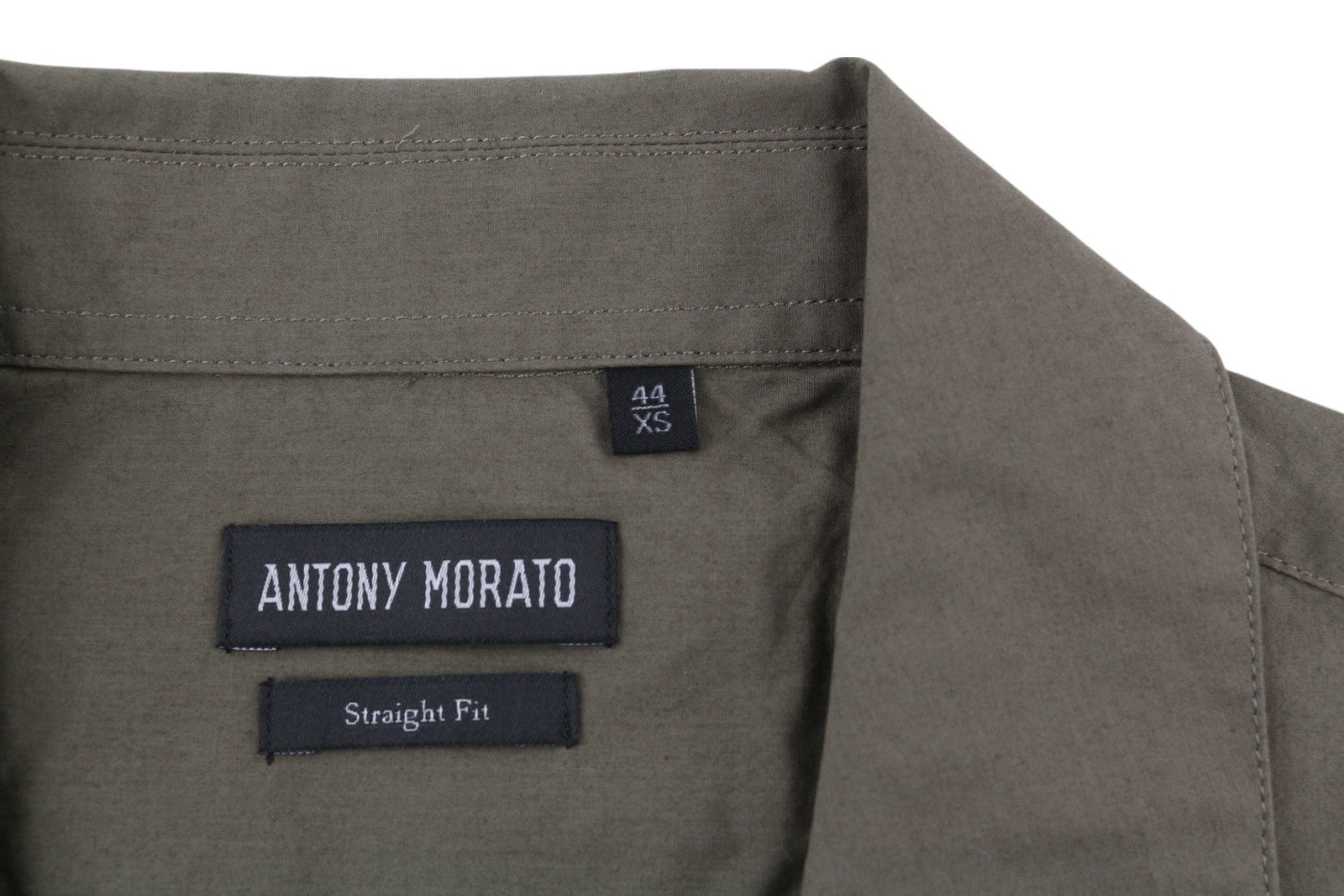 ANTONY MORATO Straight Fit Men Shirt XS Army Green Notch Button Short Sleeve