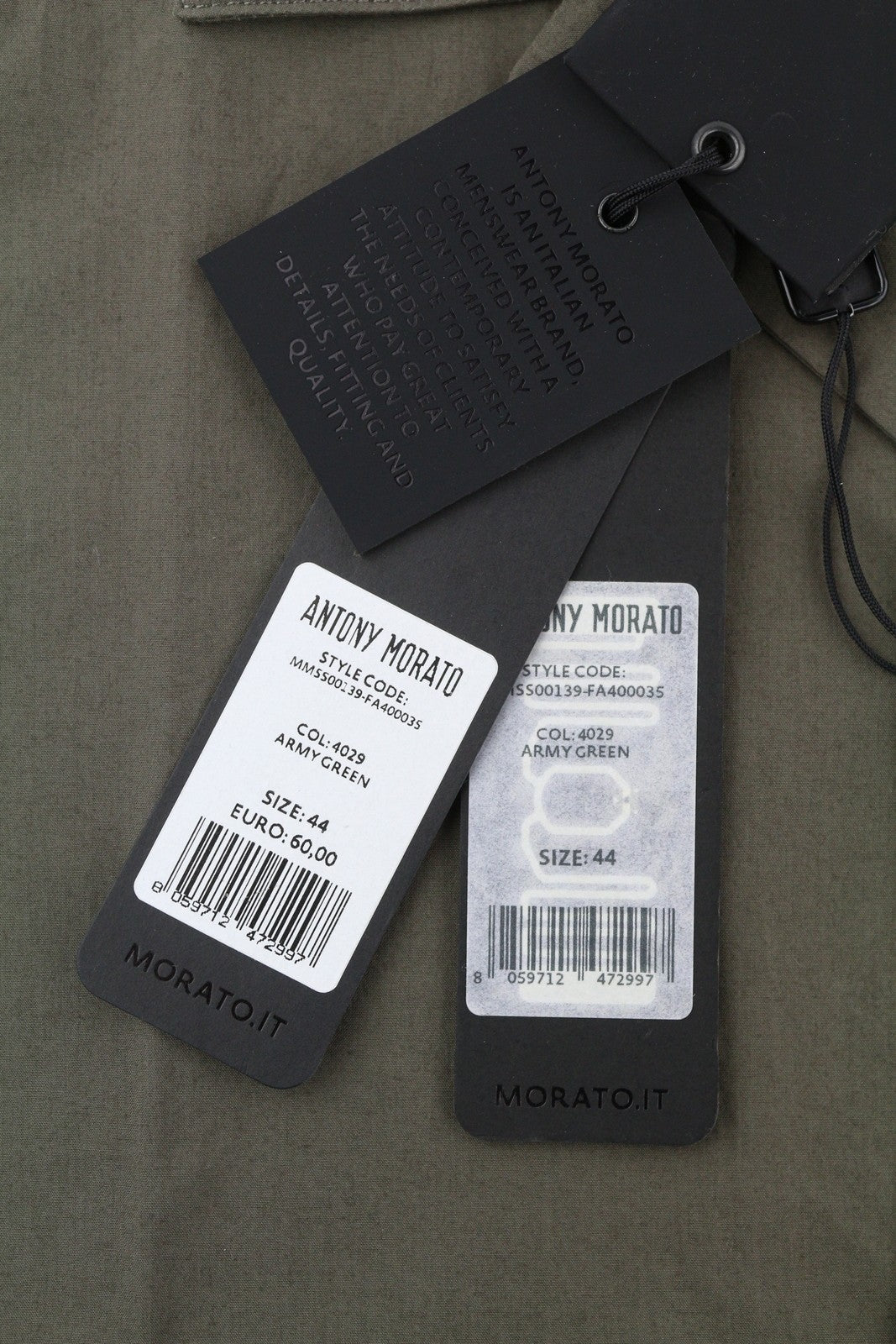 ANTONY MORATO Straight Fit Men Shirt XS Army Green Notch Button Short Sleeve