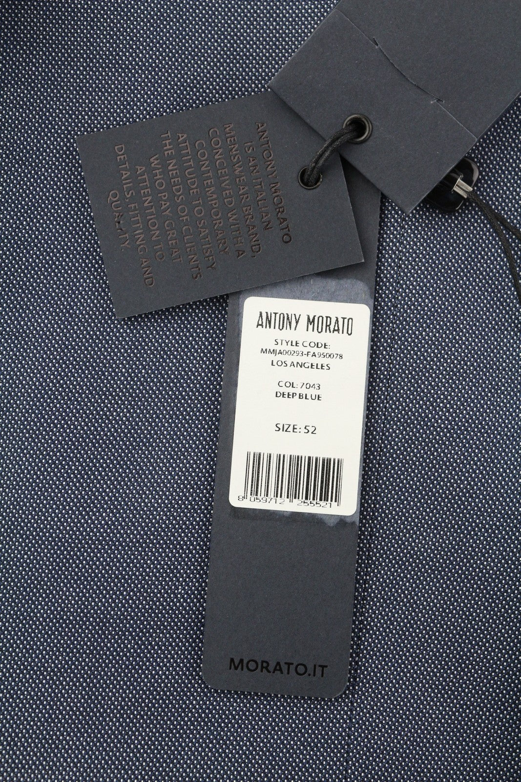 ANTONY MORATO Men Blazer XL Blue Double Breasted Notch Lapel Slim Pattern