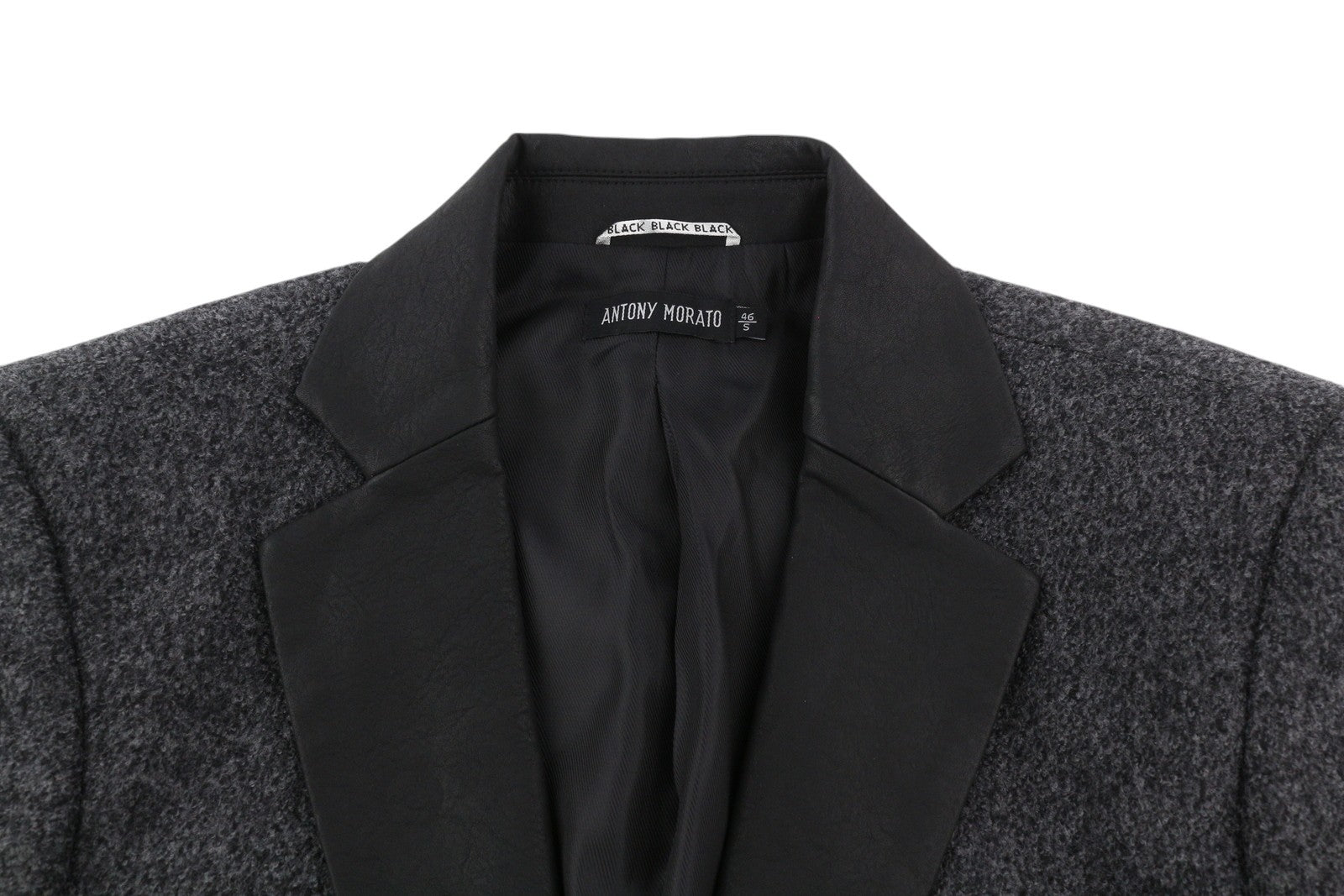 ANTONY MORATO Men Blazer S Melange Grey Wool Blend Slim Coated Notch Lapel