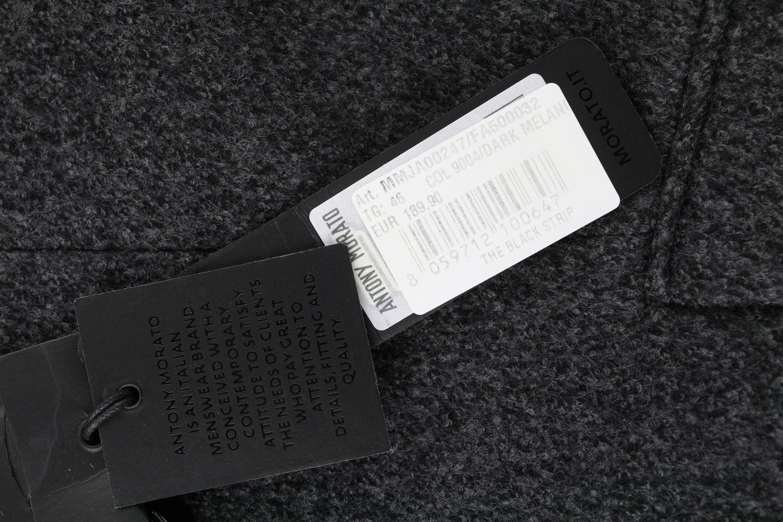 ANTONY MORATO Men Blazer S Melange Grey Wool Blend Slim Coated Notch Lapel