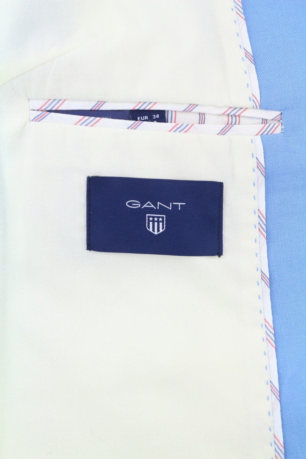 GANT Women Blazer EU34 Blue Linen Blend Notch Lapel Single Breasted Lined