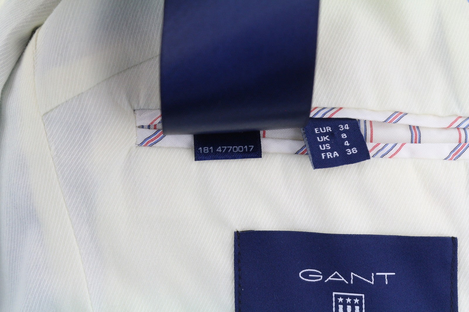 GANT Women Blazer EU34 Blue Linen Blend Notch Lapel Single Breasted Lined