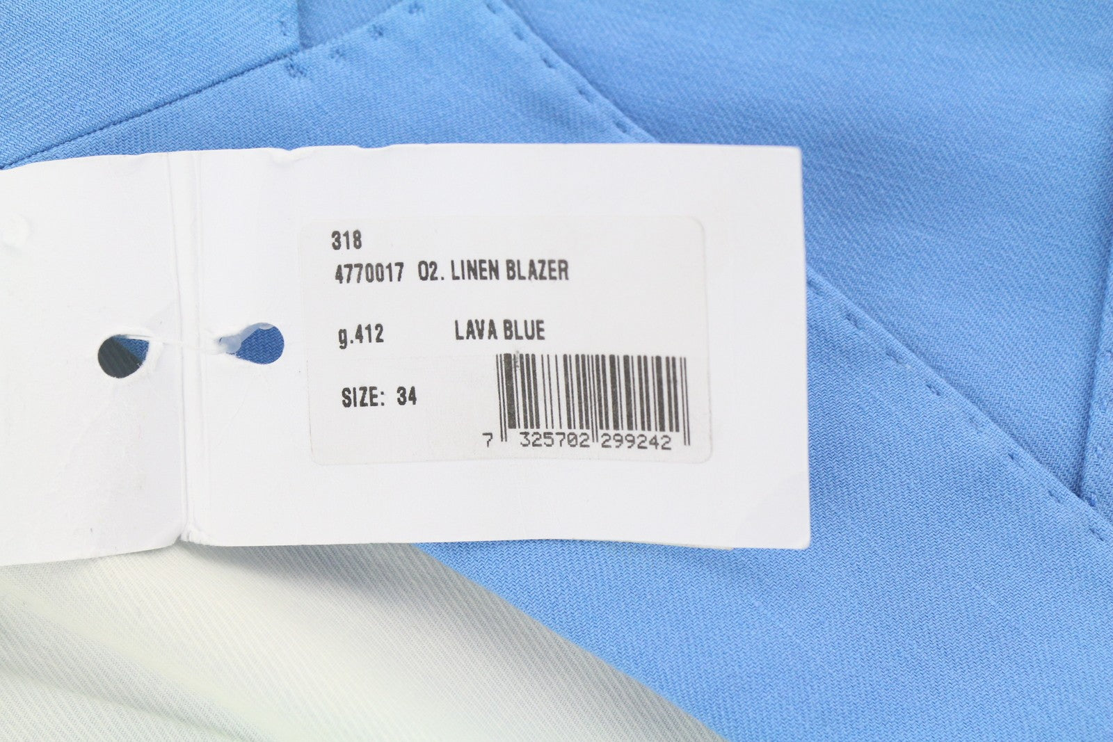 GANT Women Blazer EU34 Blue Linen Blend Notch Lapel Single Breasted Lined