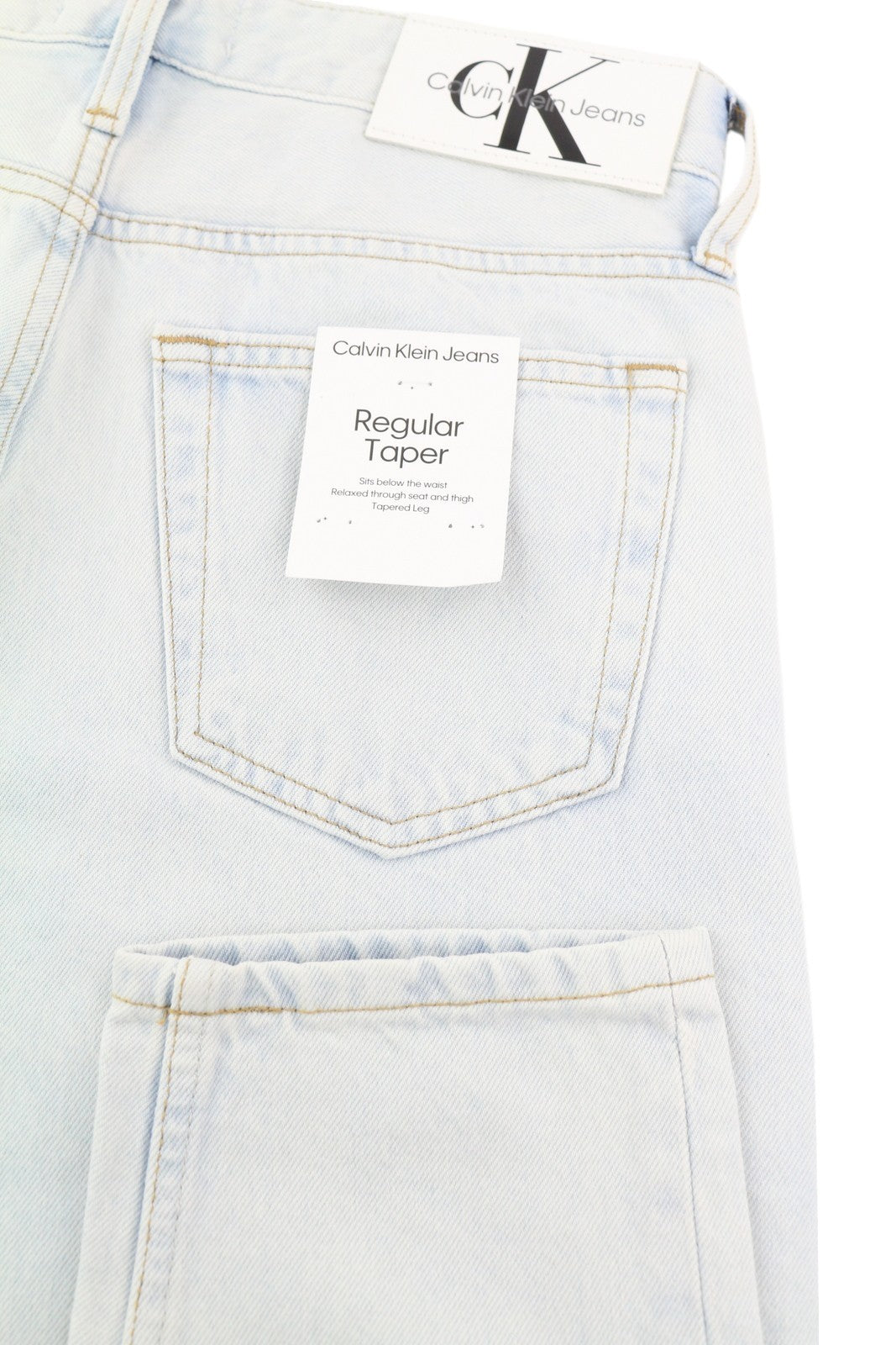 CALVIN KLEIN Regular Taper Men Jeans W29/L30 Light Blue Washed Zip Fly Denim