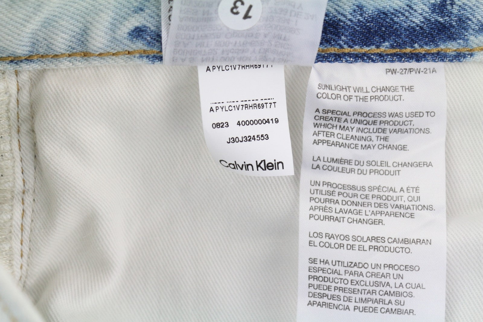 CALVIN KLEIN Regular Taper Men Jeans W33/L30 Light Blue Washed Zip Fly Denim