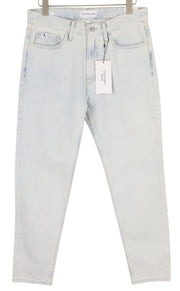 CALVIN KLEIN Regular Taper Men Jeans W31/L32 Light Blue Washed Zipper Denim