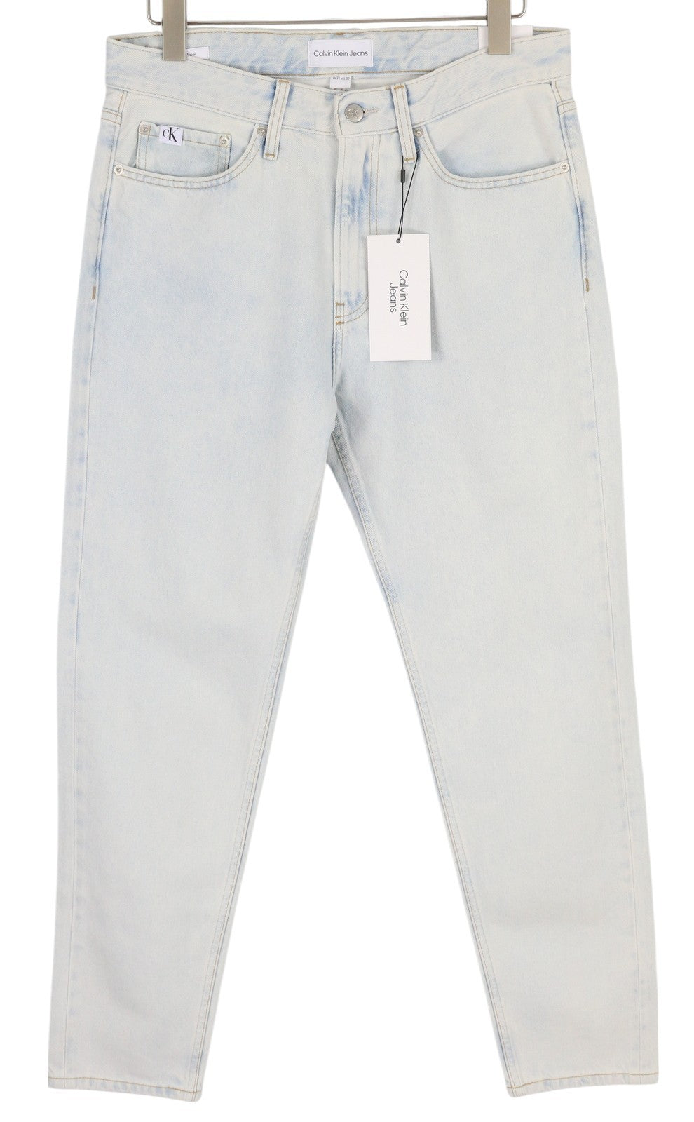 CALVIN KLEIN Regular Taper Men Jeans W31/L32 Light Blue Washed Zipper Denim