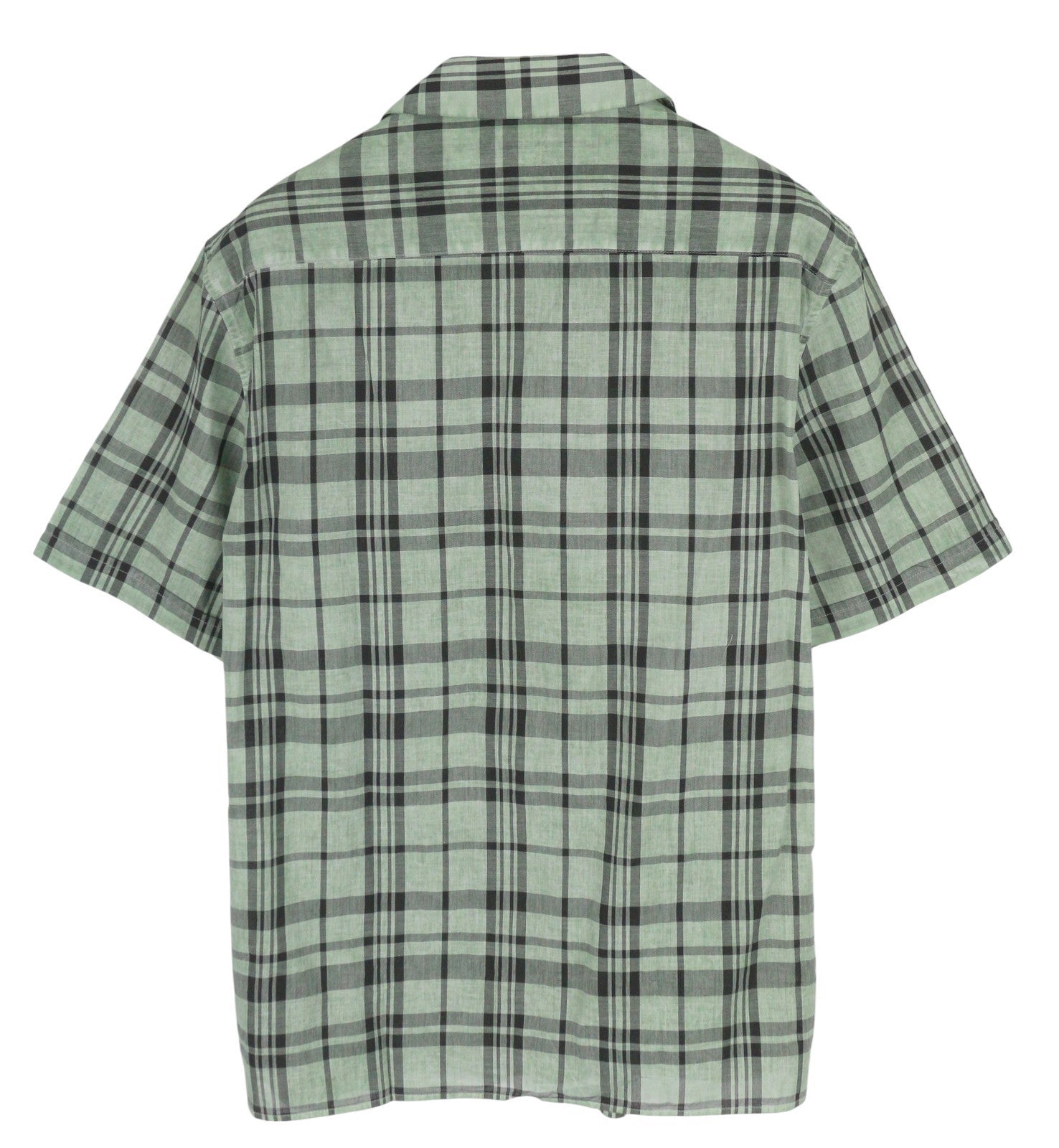 ANTONY MORATO Straight Fit Men Shirt XS Green Plaid Notch Button Short Sleeve
