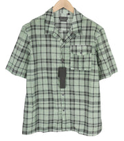 ANTONY MORATO Straight Fit Men Shirt XL Green Plaid Notch Button Short Sleeve