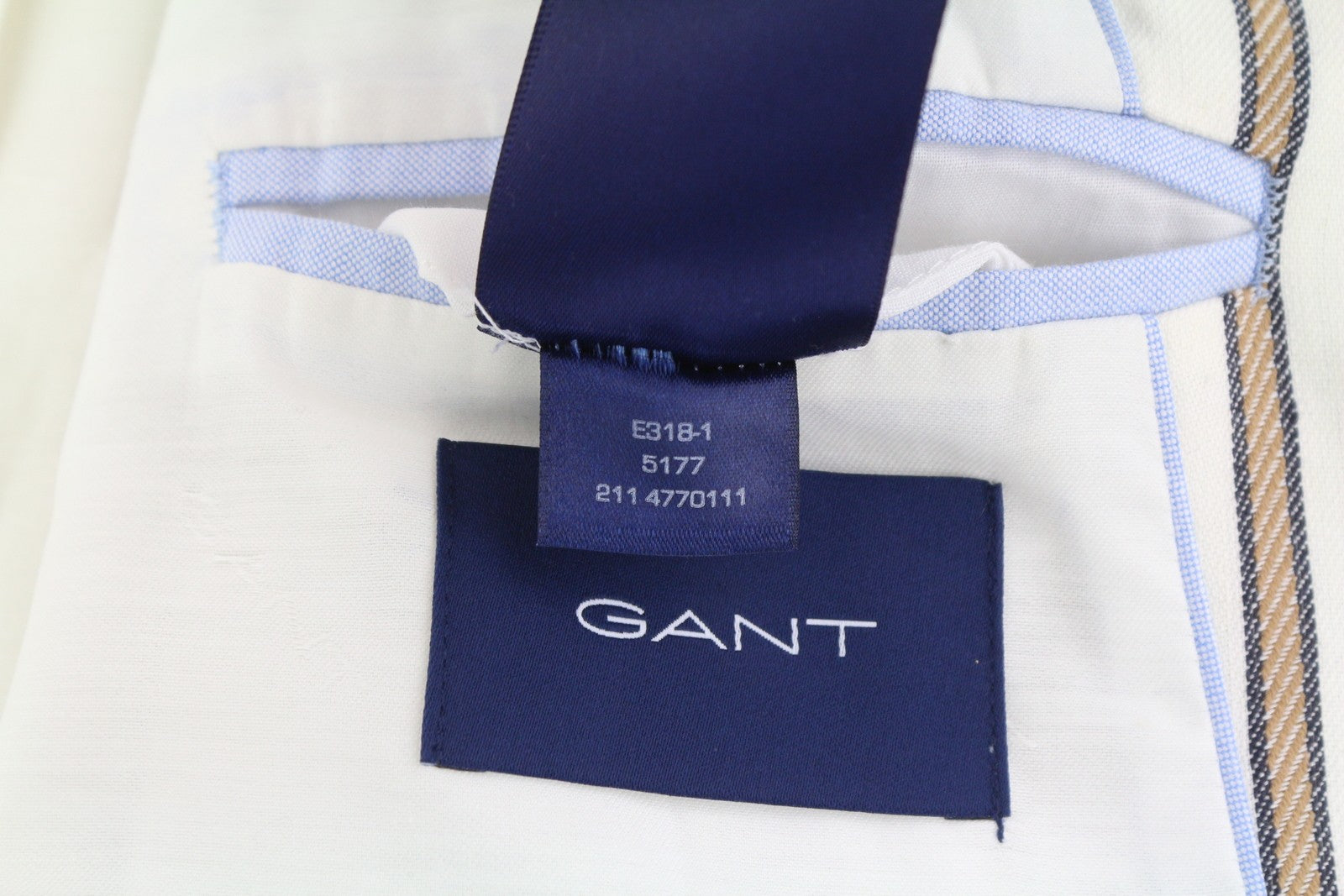 GANT Stripe Linen Straight Women Blazer EU36 Off-White Linen Blend Notch