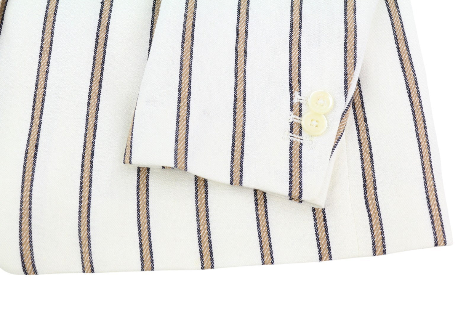 GANT Stripe Linen Straight Women Blazer EU36 Off-White Linen Blend Notch