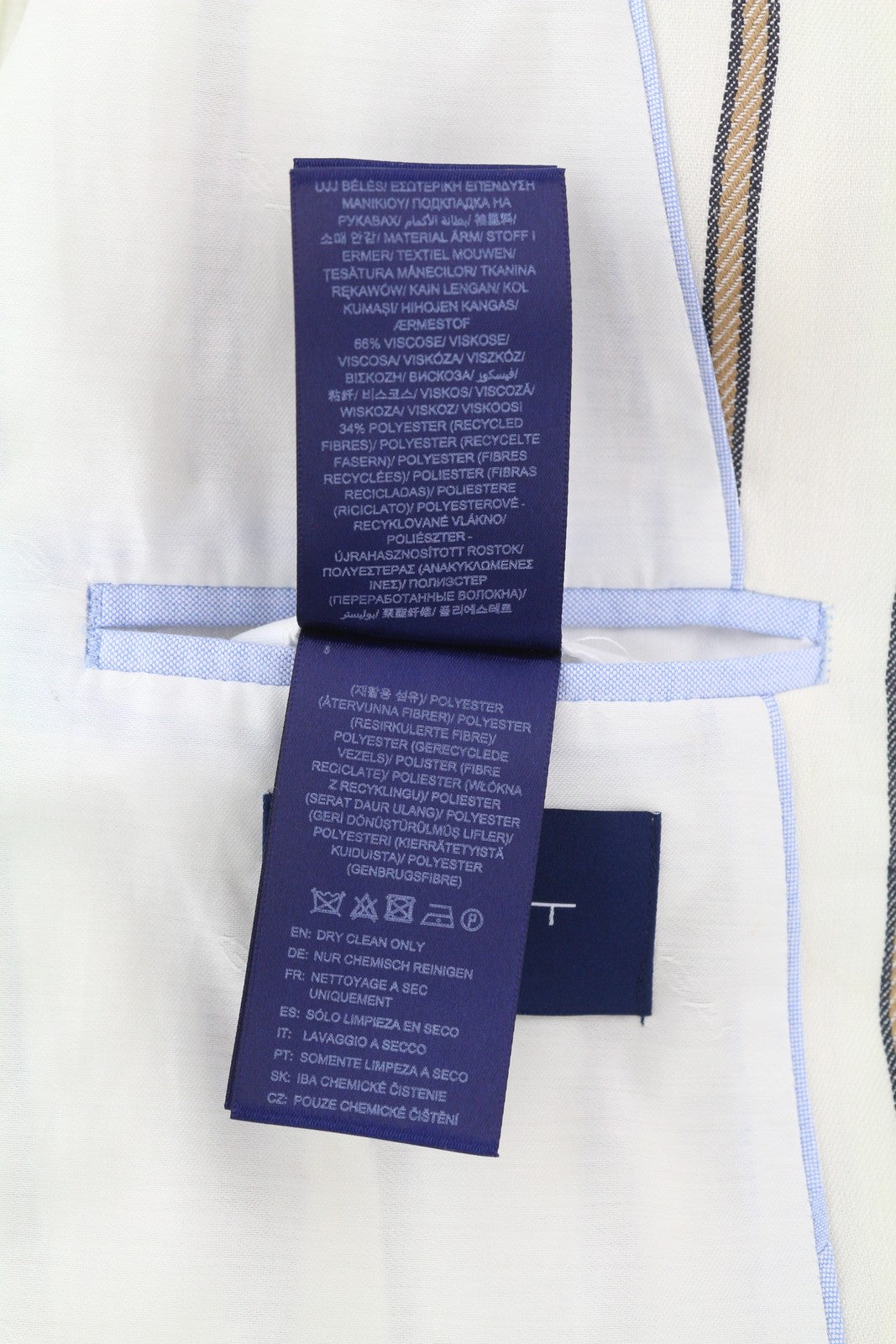 GANT Stripe Linen Straight Women Blazer EU38 Off-White Linen Blend Notch