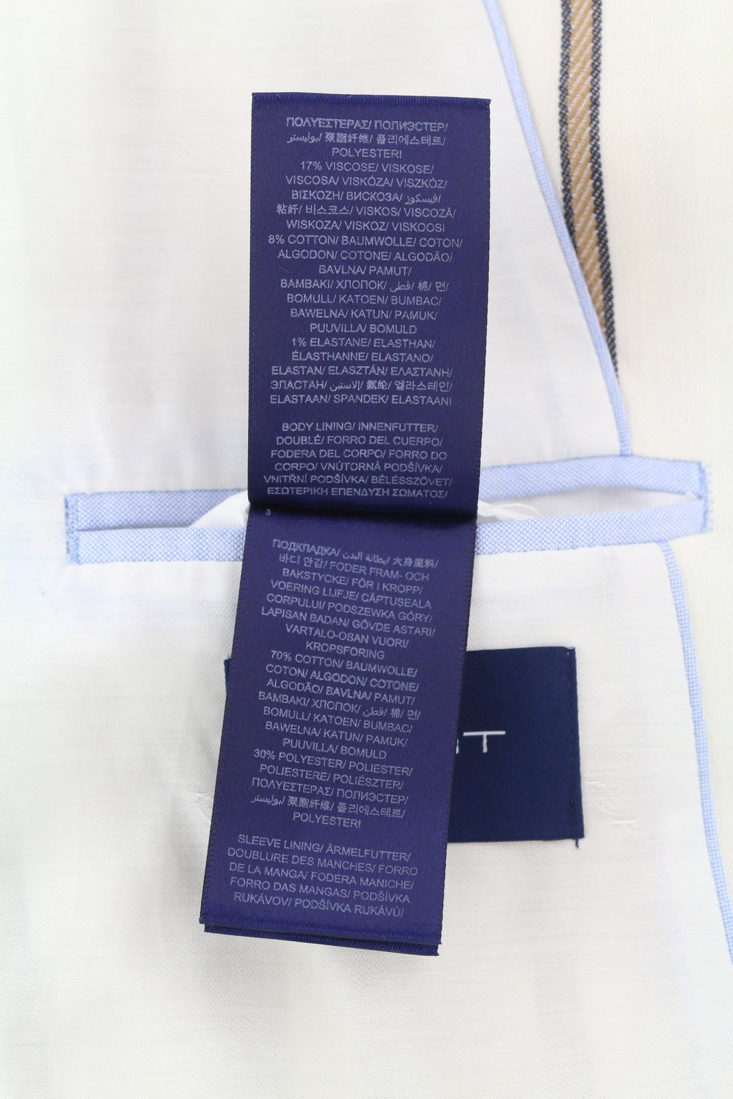 GANT Stripe Linen Straight Women Blazer EU38 Off-White Linen Blend Notch