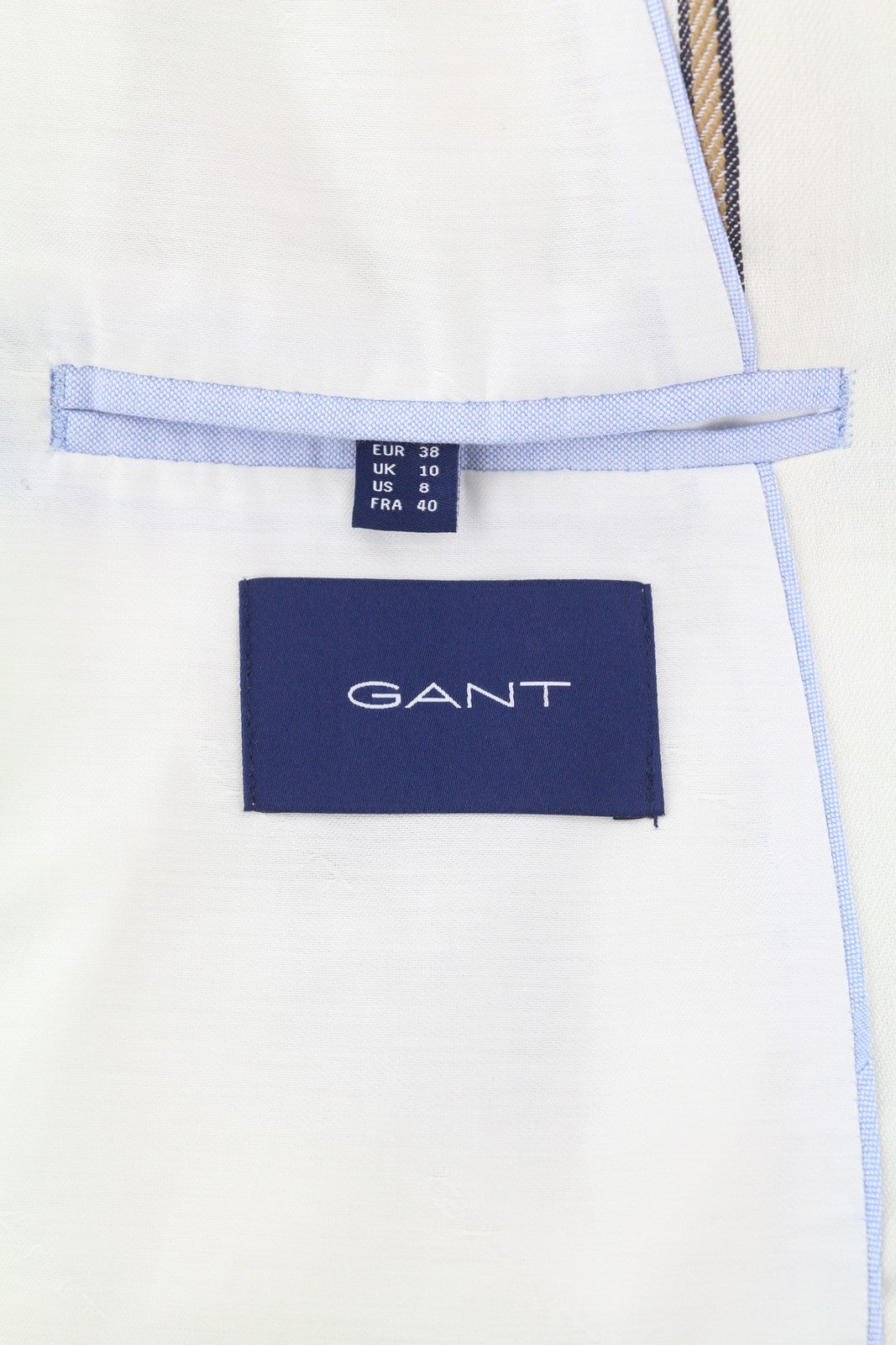 GANT Stripe Linen Straight Women Blazer EU38 Off-White Linen Blend Notch
