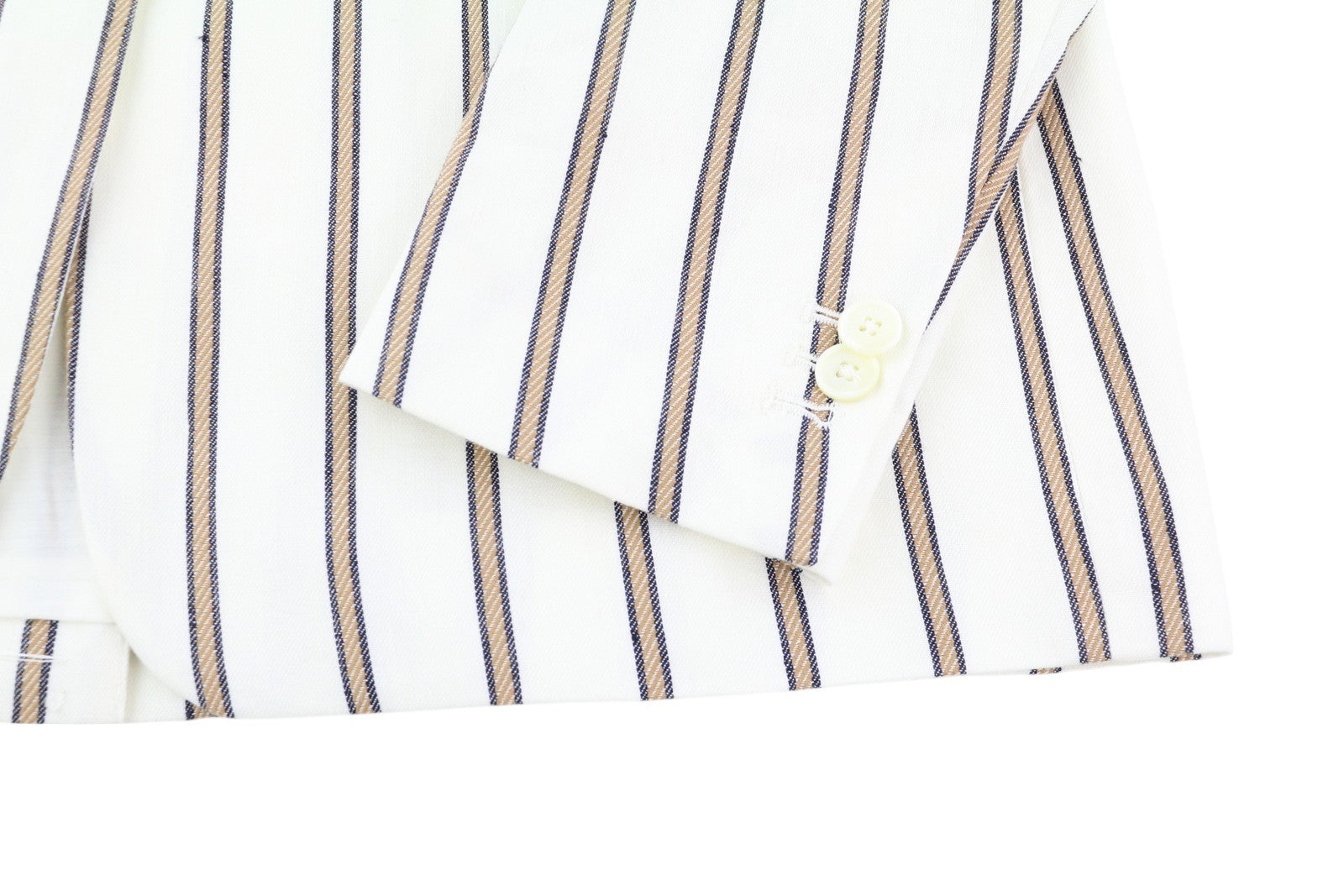 GANT Stripe Linen Straight Women Blazer EU40 Off-White Linen Blend Notch