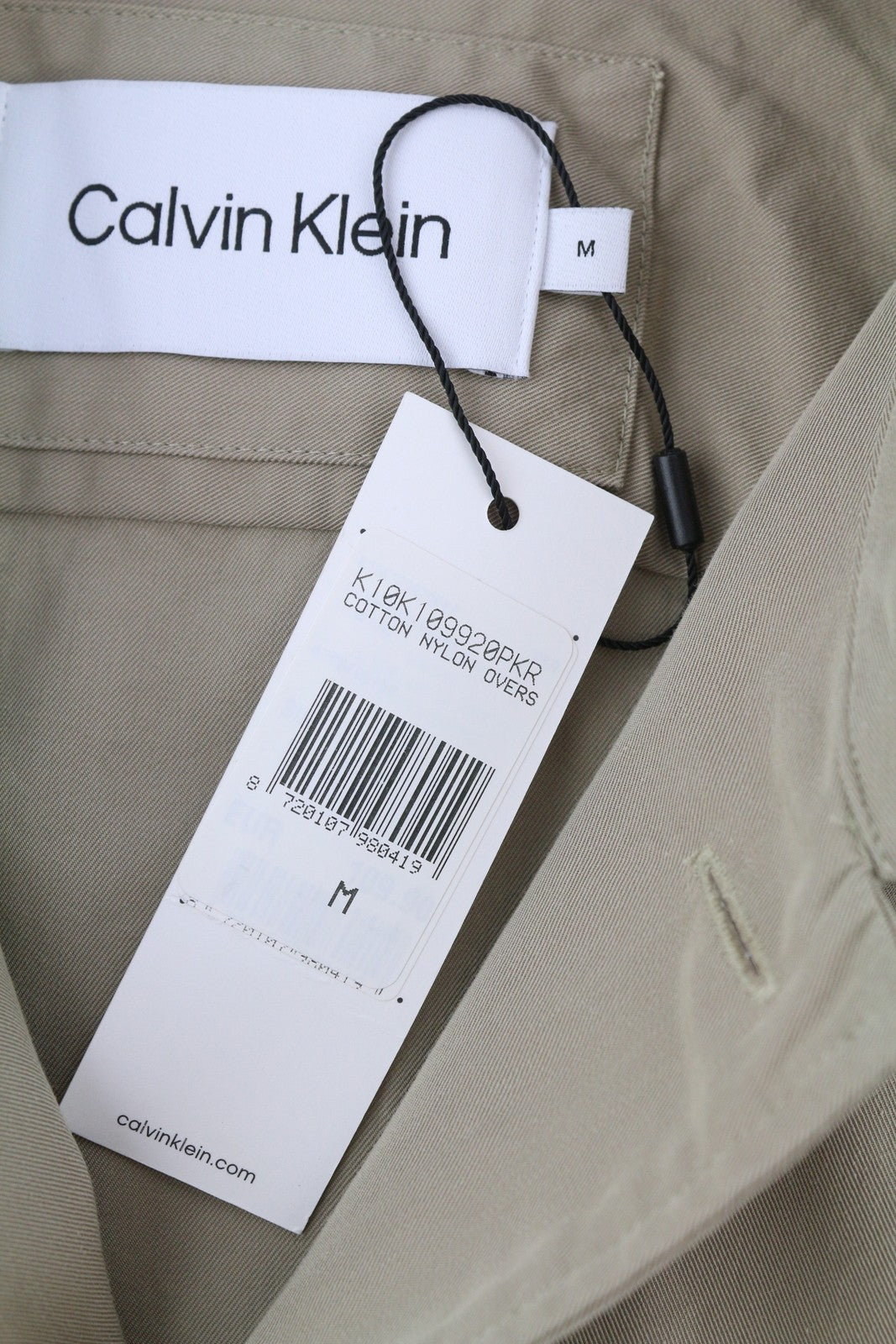 CALVIN KLEIN Men Shirt M Beige Button-Up Patch Pocket Overshirt RRP119