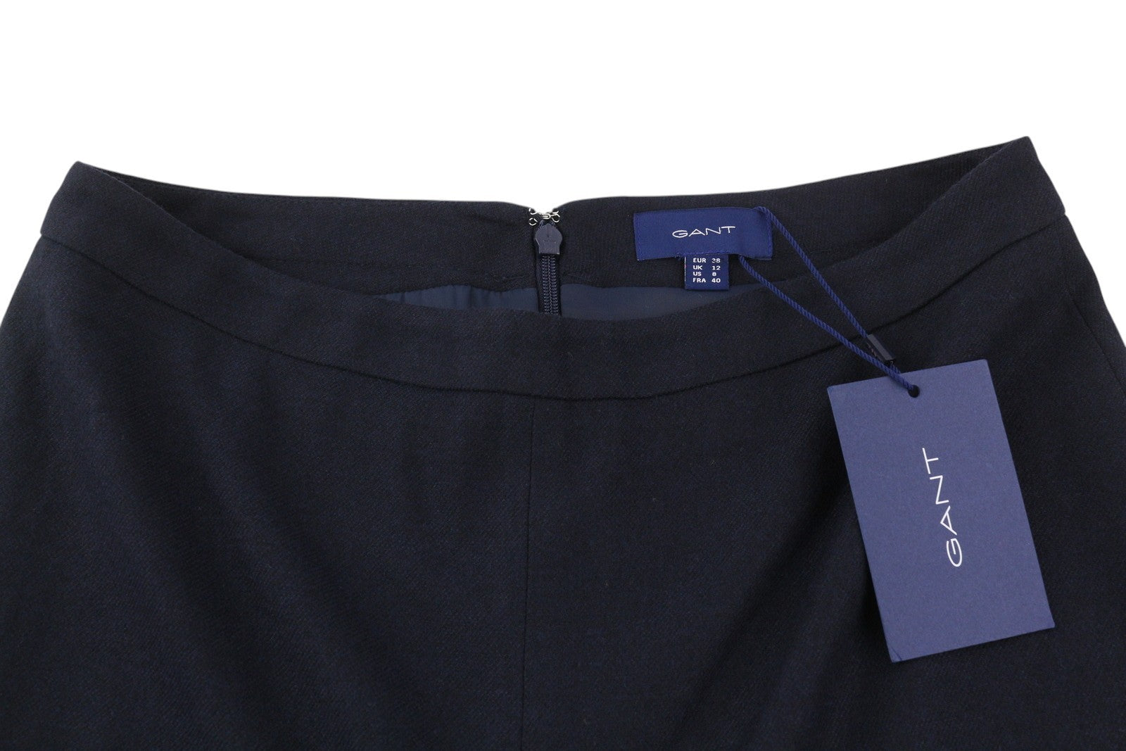 GANT Washable Stretch Wool Women Skirt EU36 Navy Pleated Lined Knee-Length