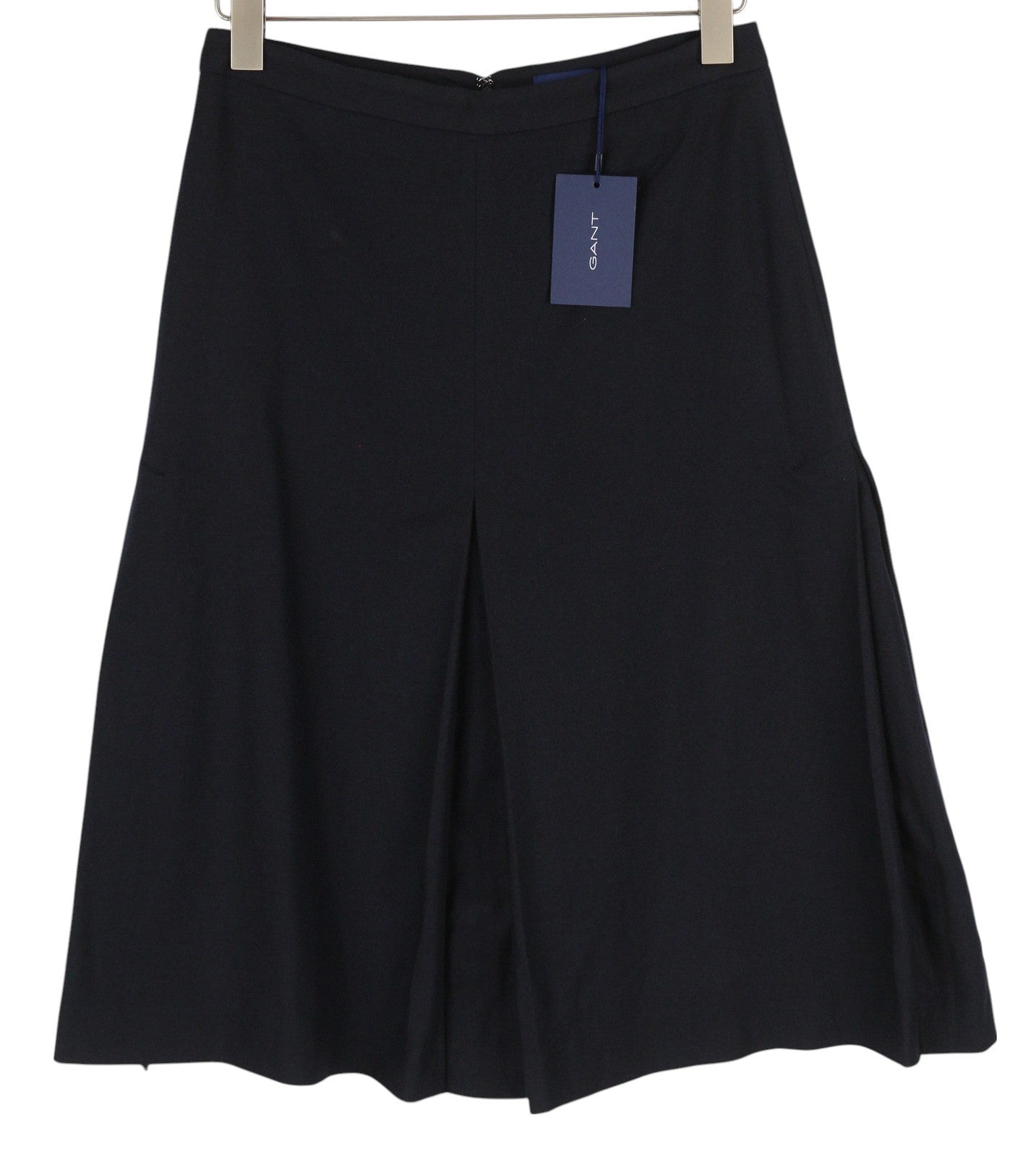 GANT Washable Stretch Wool Women Skirt EU34 Navy Pleated Lined Knee-Length