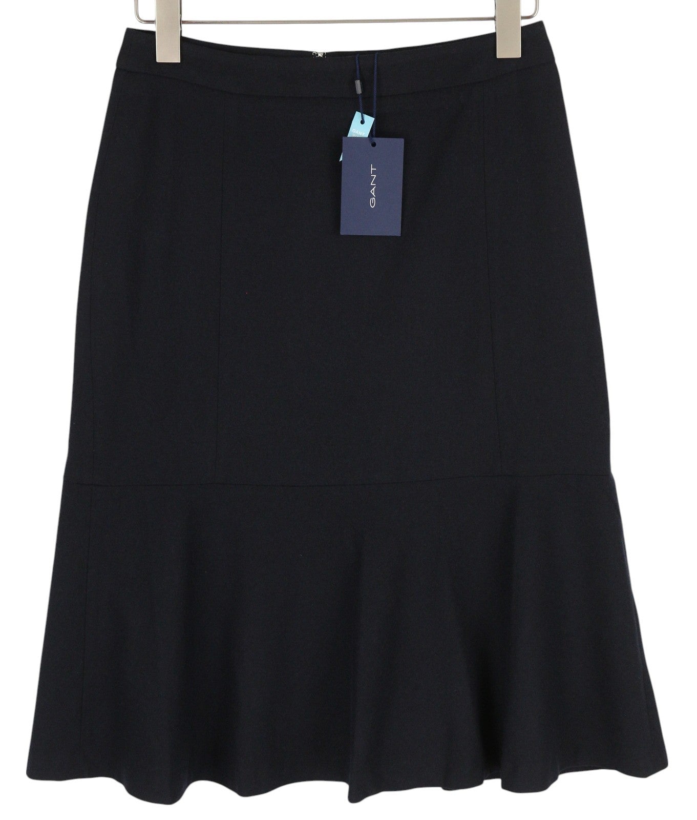 GANT Flannel Flare Women Skirt EU38 Dark Blue Wool Lined Zip Knee-Length