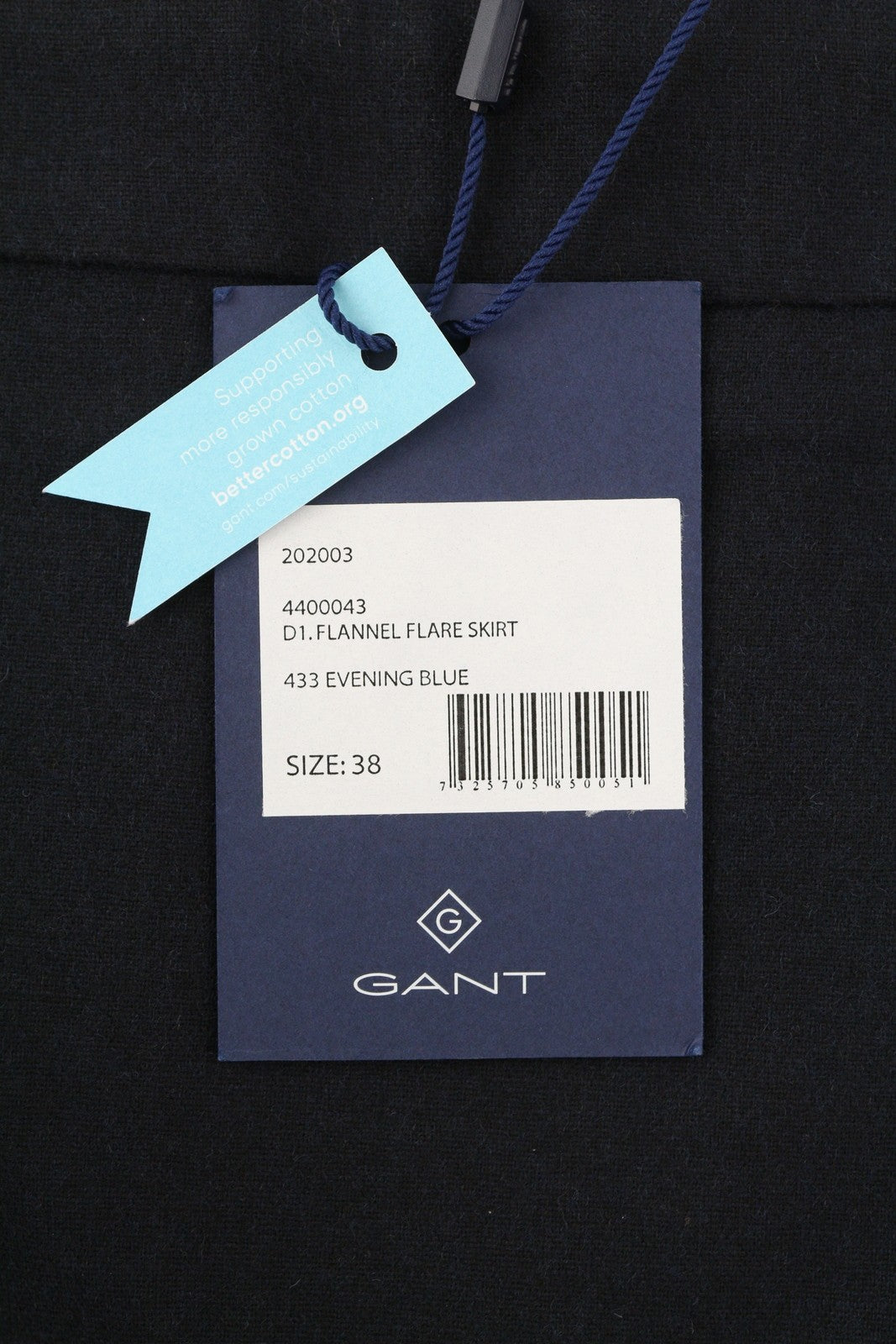 GANT Flannel Flare Women Skirt EU38 Dark Blue Wool Lined Zip Knee-Length