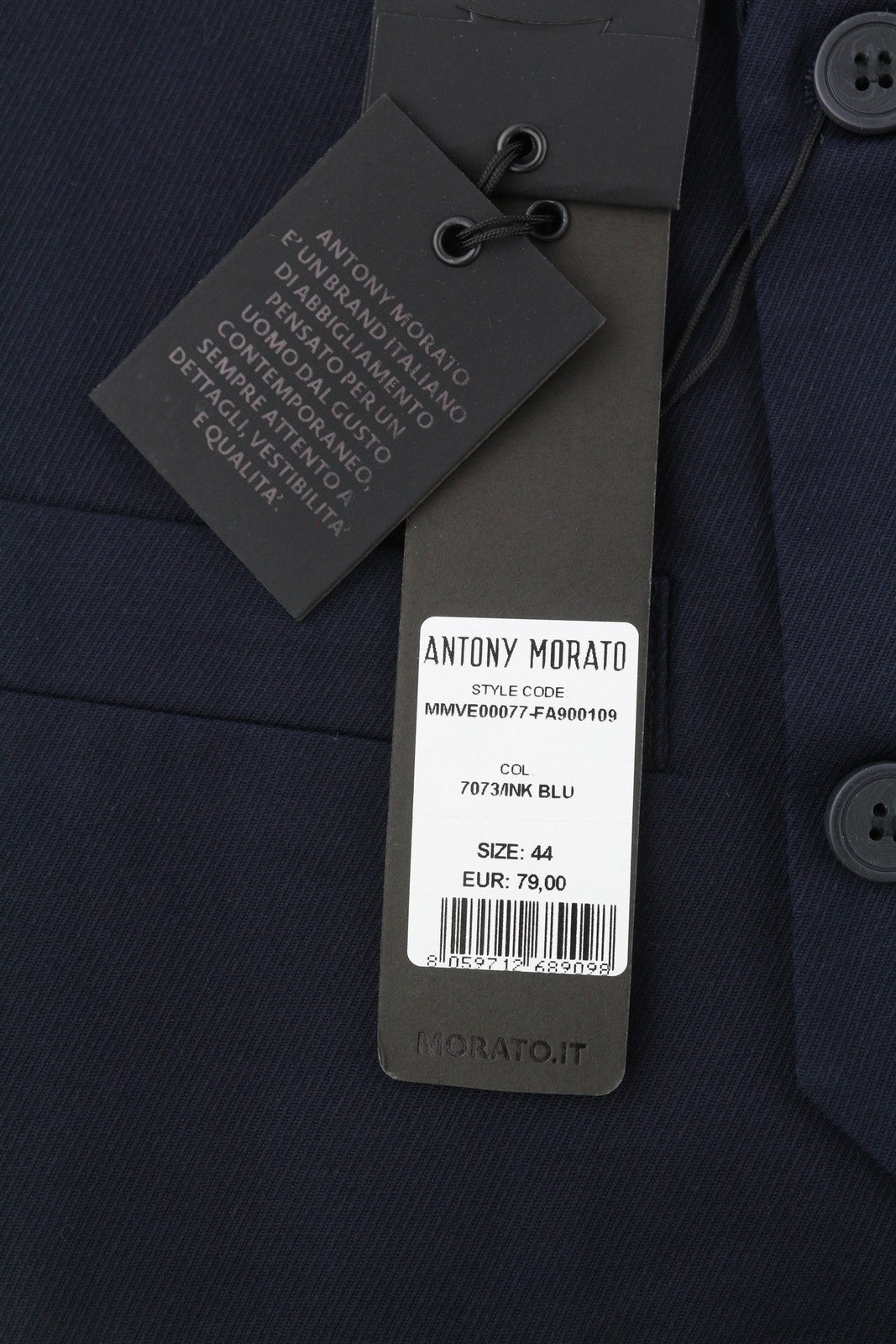ANTONY MORATO Men Waistcoat XS Dark Blue Double-Breasted Lined Vest