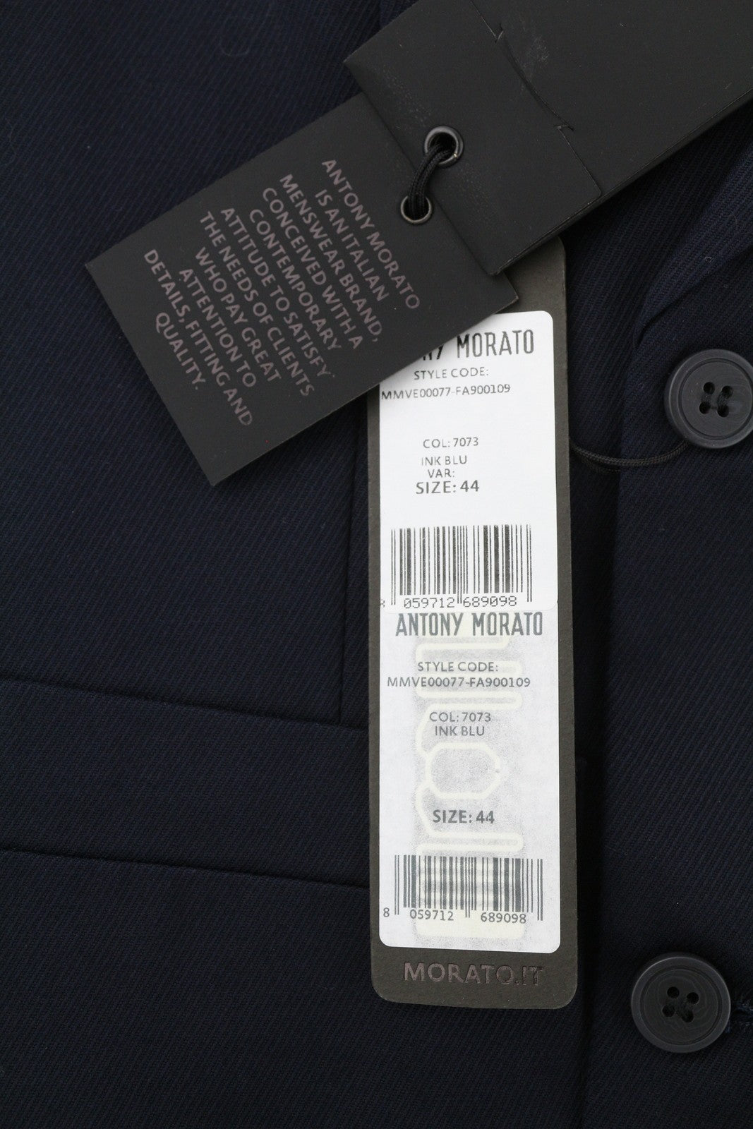 ANTONY MORATO Men Waistcoat XS Navy Blue Double-Breasted Lined Vest