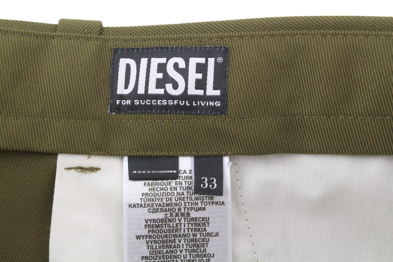 DIESEL P-Rhee-Nw Men Trousers W33 Green Wool Pleated Zip Cargo RRP283