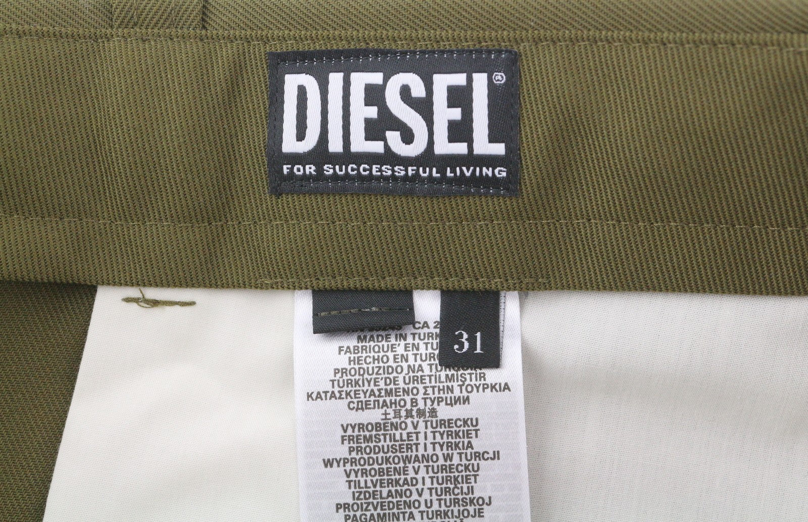 DIESEL P-Rhee-Nw Men Trousers W31 Green Wool Pleated Zip Cargo RRP283