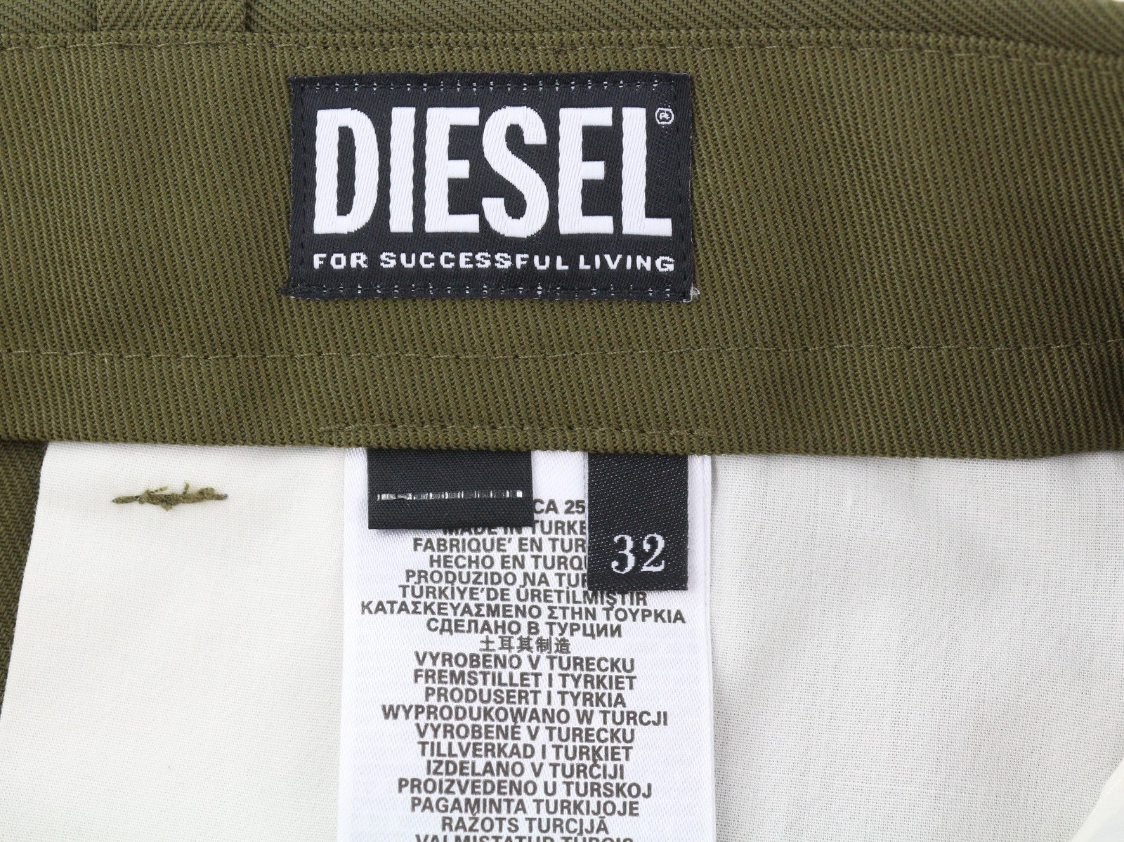 DIESEL P-Rhee-Nw Men Trousers W32 Green Wool Pleated Zip Cargo RRP283