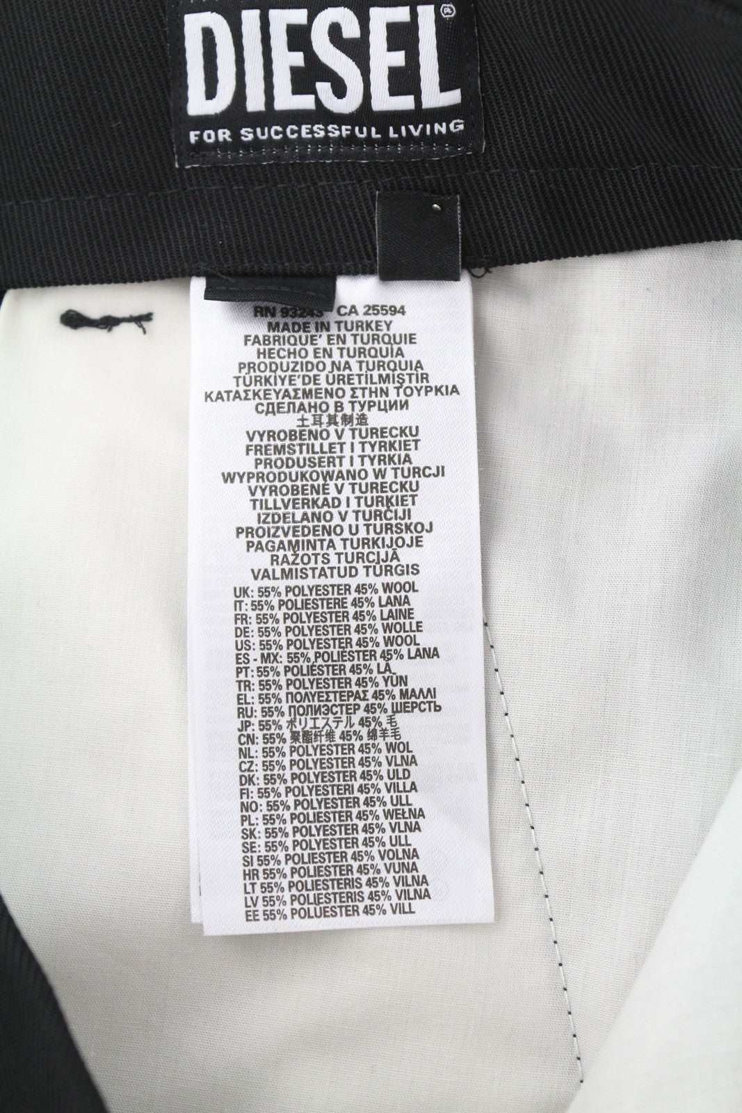 DIESEL P-Rhee-Nw Men Trousers W29 Black Wool Pleated Zip Cargo RRP283