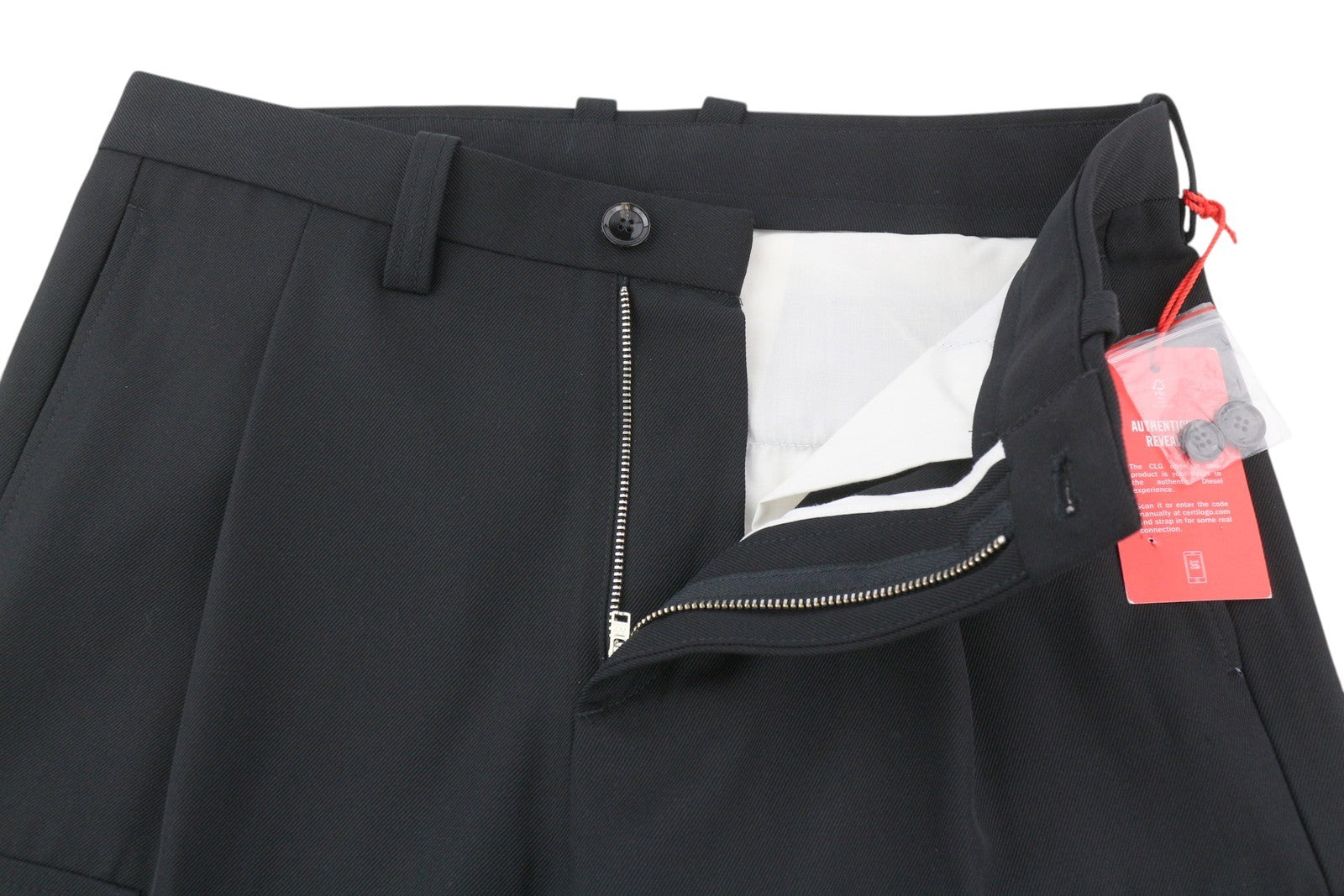 DIESEL P-Rhee-Nw Men Trousers W29 Black Wool Pleated Zip Cargo RRP283