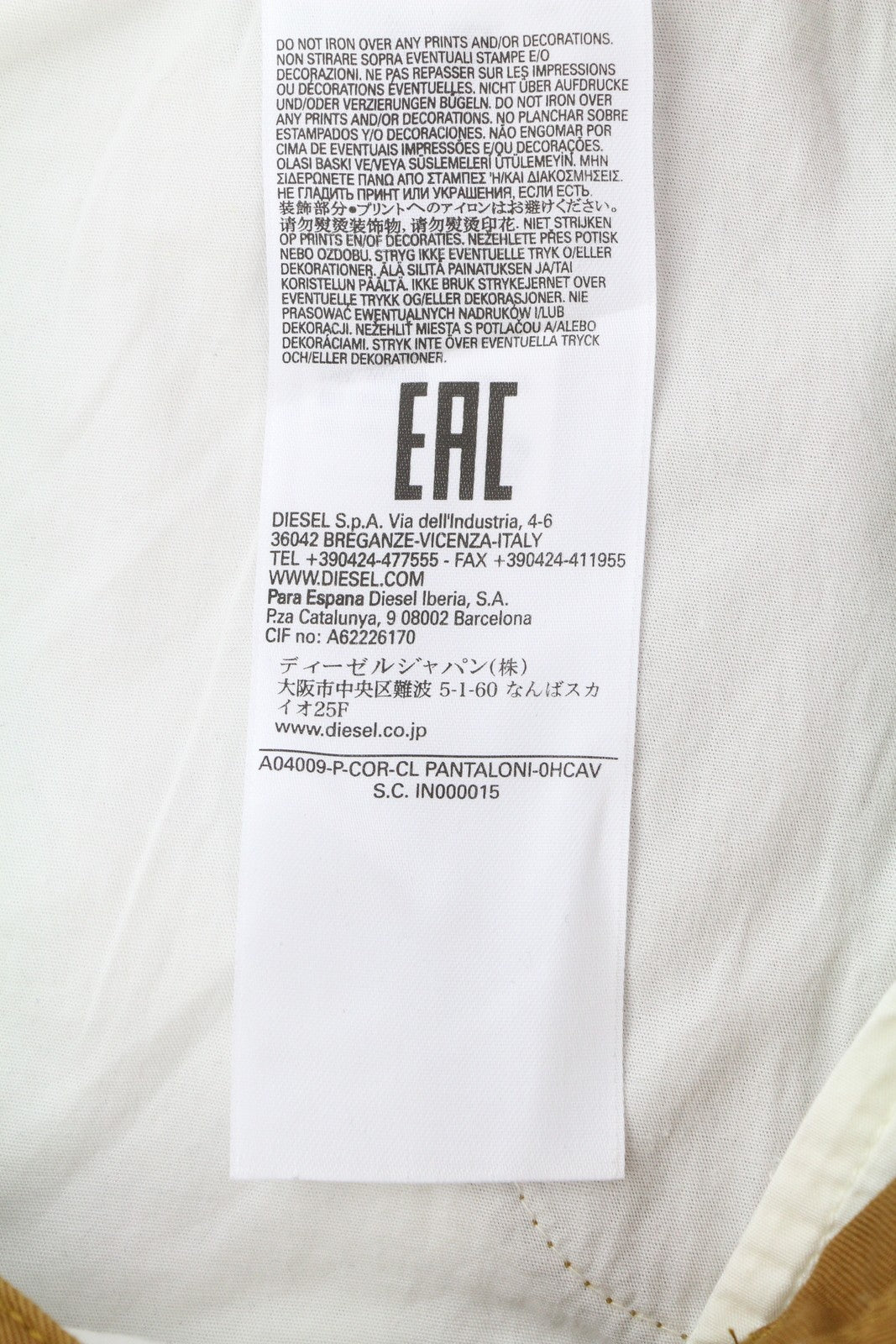 DIESEL P-Cor-CL Men Trousers W31 Brown Tapered Zip Fly Cargo RRP265