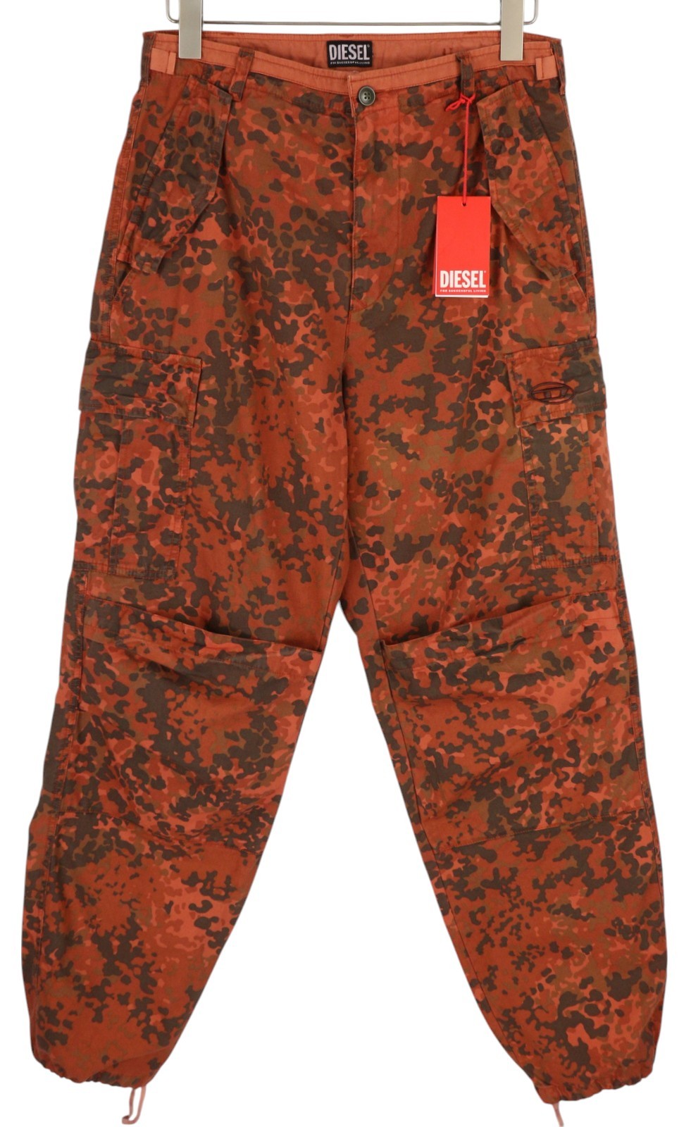 DIESEL P-Atlan-Pat Men Trousers W31 Orange Camo Cargo Multi Pocket RRP295
